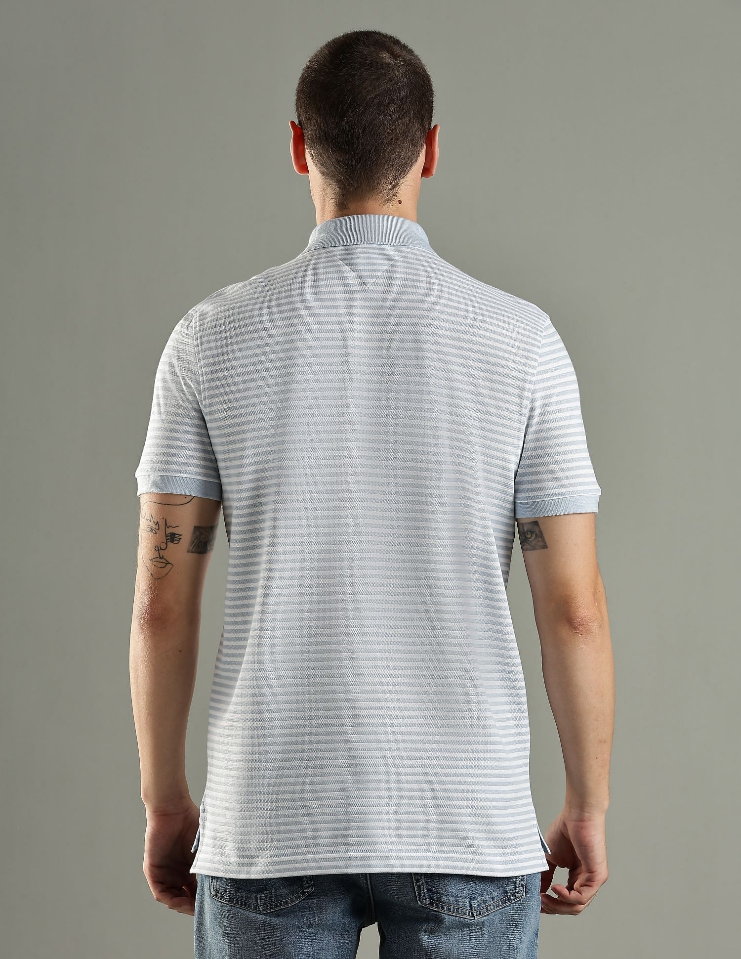 Tommy Hilfiger Striped Regular Fit Cotton Polo T-Shirt
