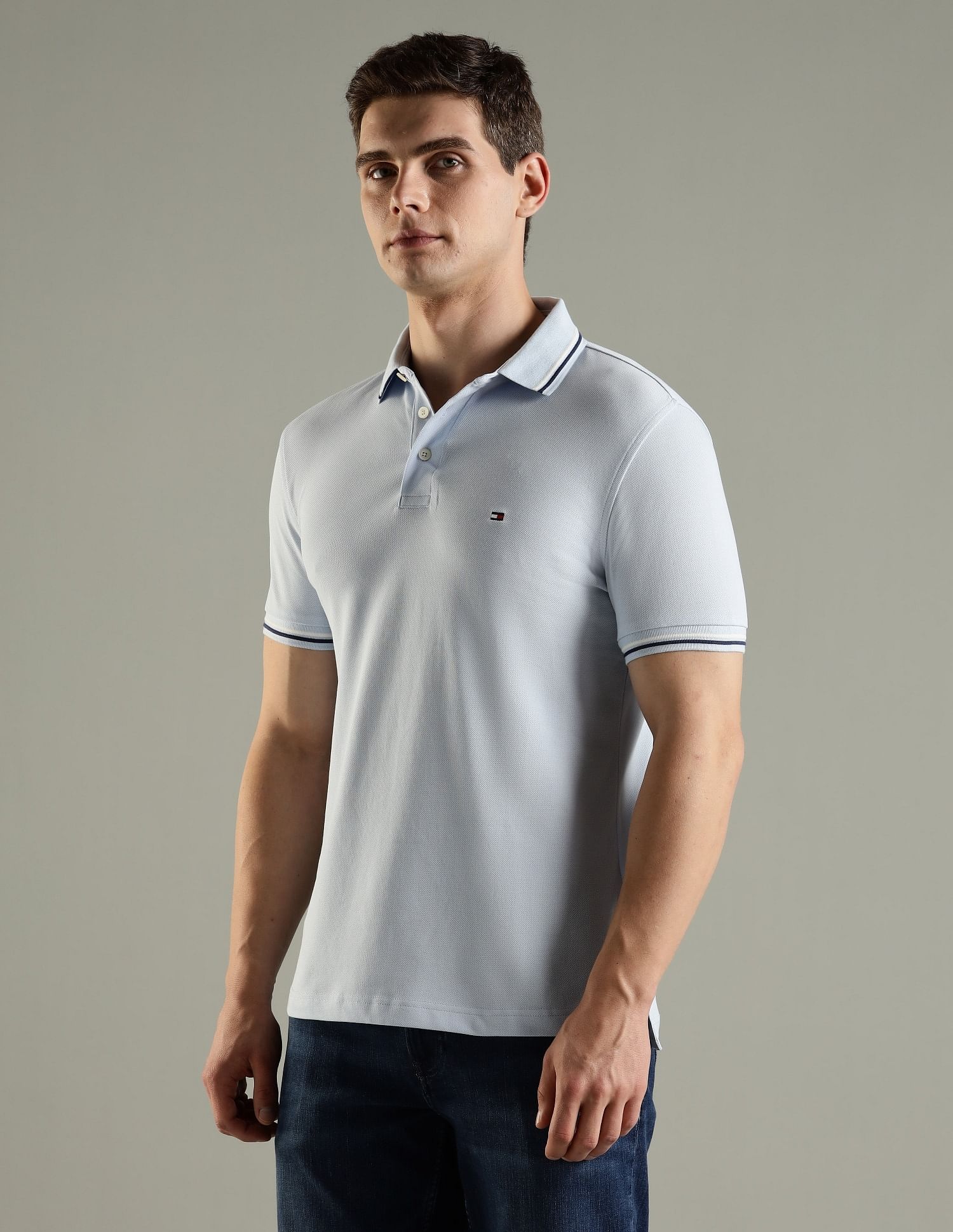 Tommy Hilfiger Solid Slim Fit Cotton Polo T-Shirt