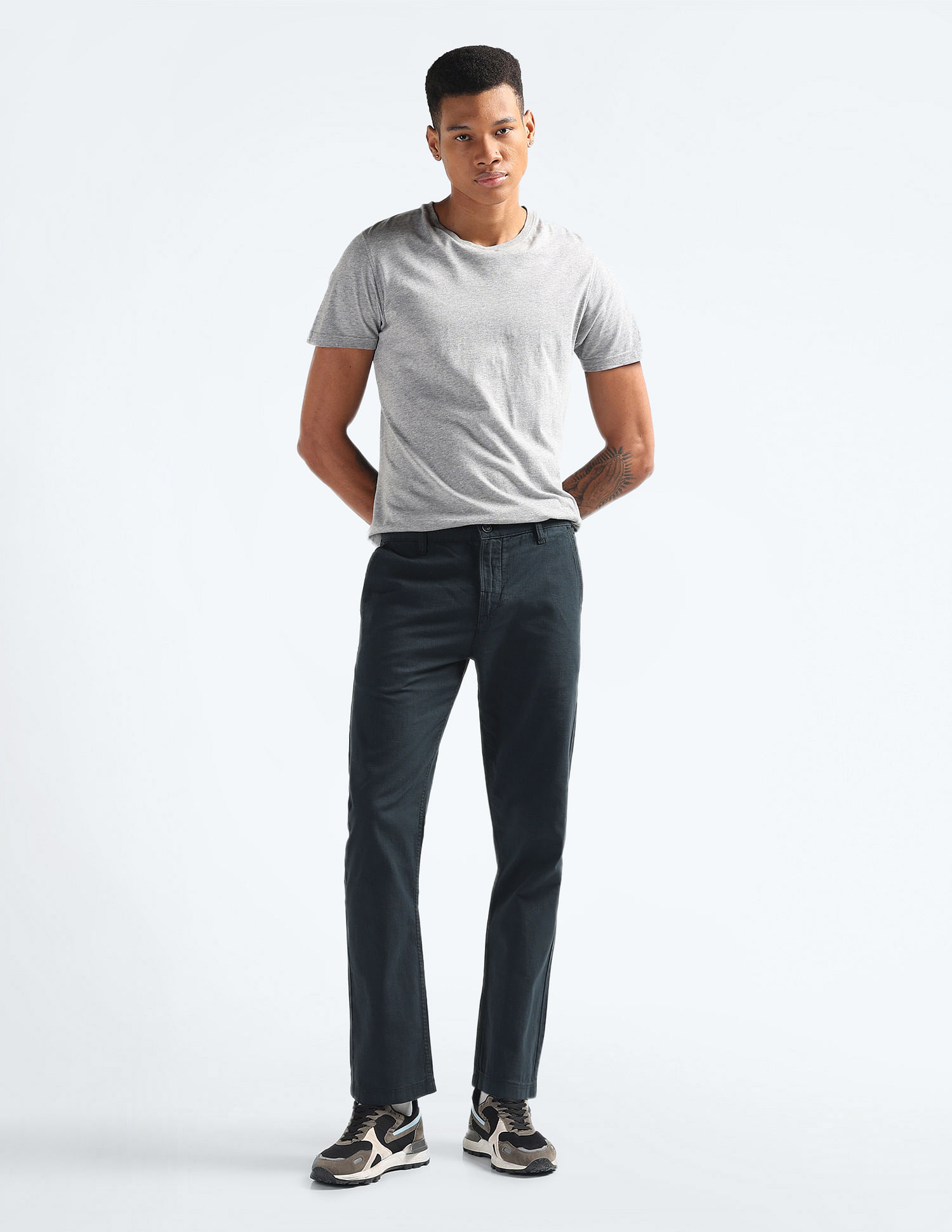 Flying Machine Relaxed Straight Solid Trousers