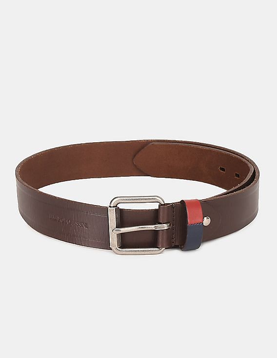 U.S. Polo Assn. Brown Textured Leather Belt
