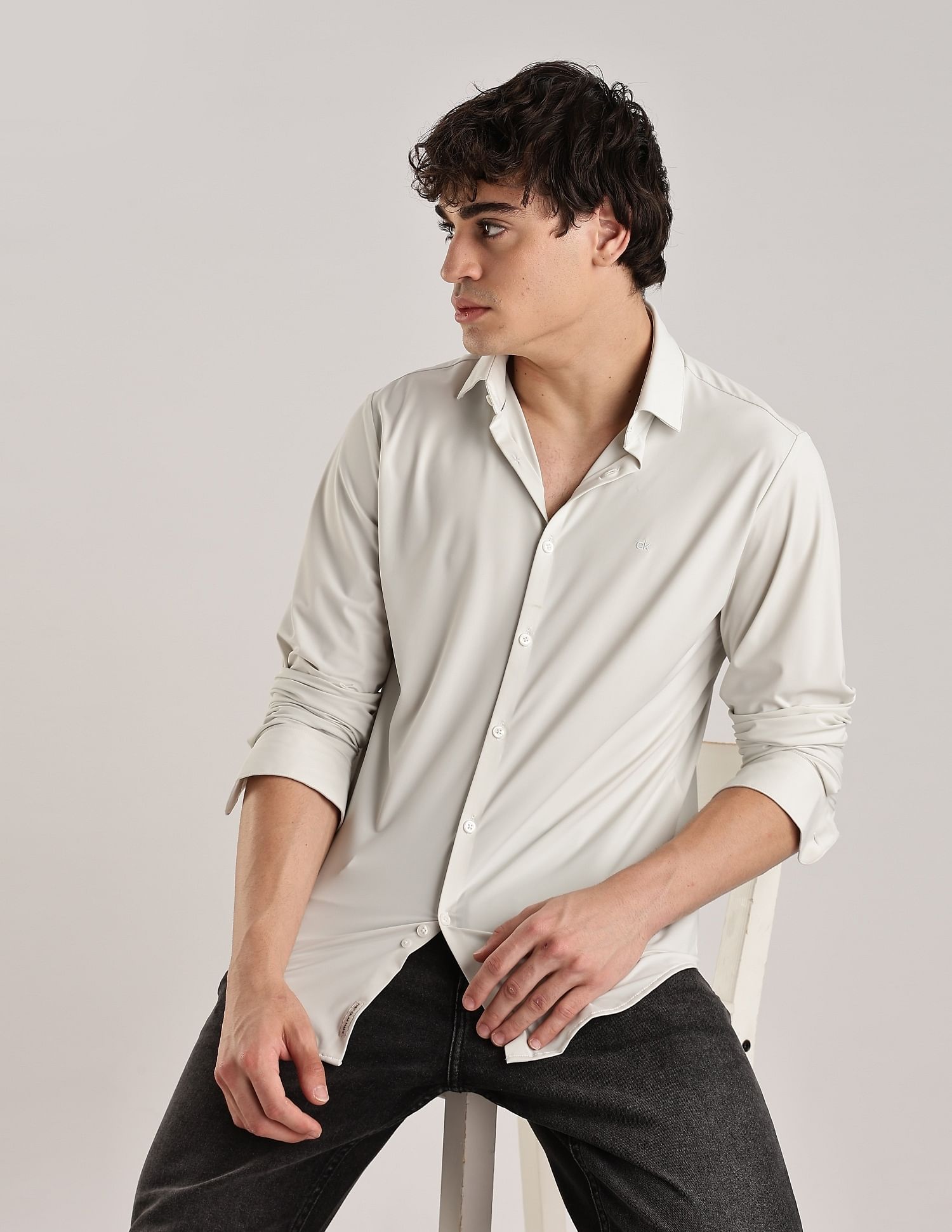 Calvin Klein Jeans Solid Slim-Fit Polyamide Shirt