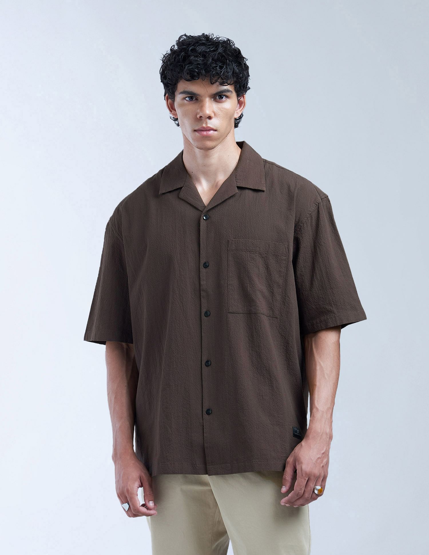 Flying Machine Solid Oversized Fit Digitopia Shirt