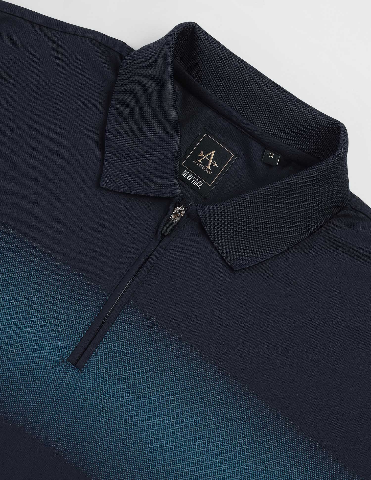 Arrow Newyork Colour Block Zipper Polo Shirt