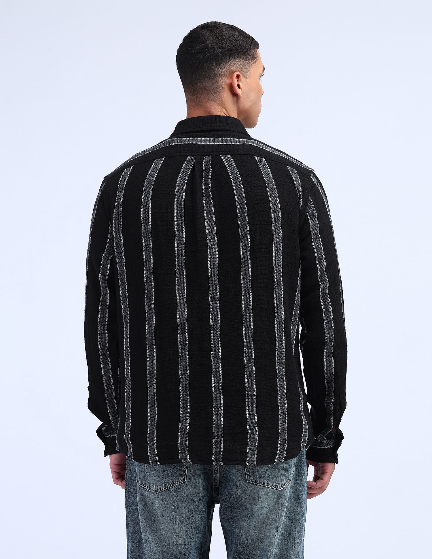 Flying Machine Vertical Striped Cotton Shirt