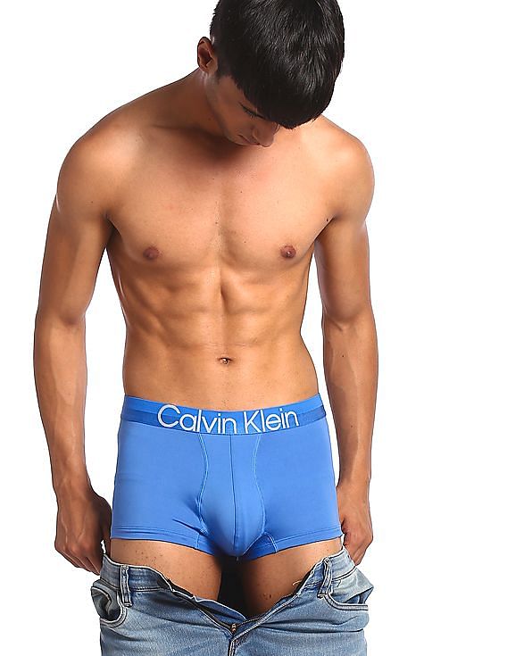 Buy Calvin Klein Underwear Men Blue Elasticized Waist Solid Trunks