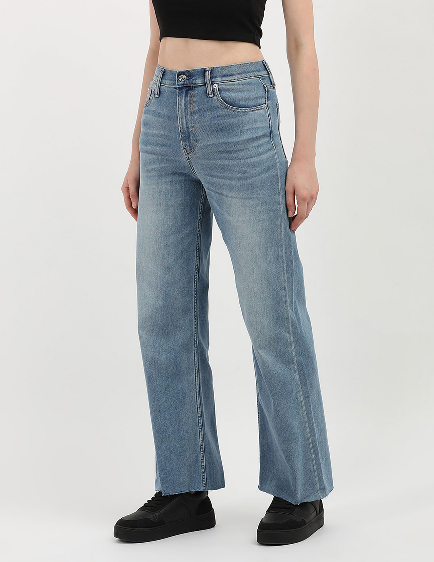 Calvin Klein Jeans Mid Rise Wide Leg Jeans