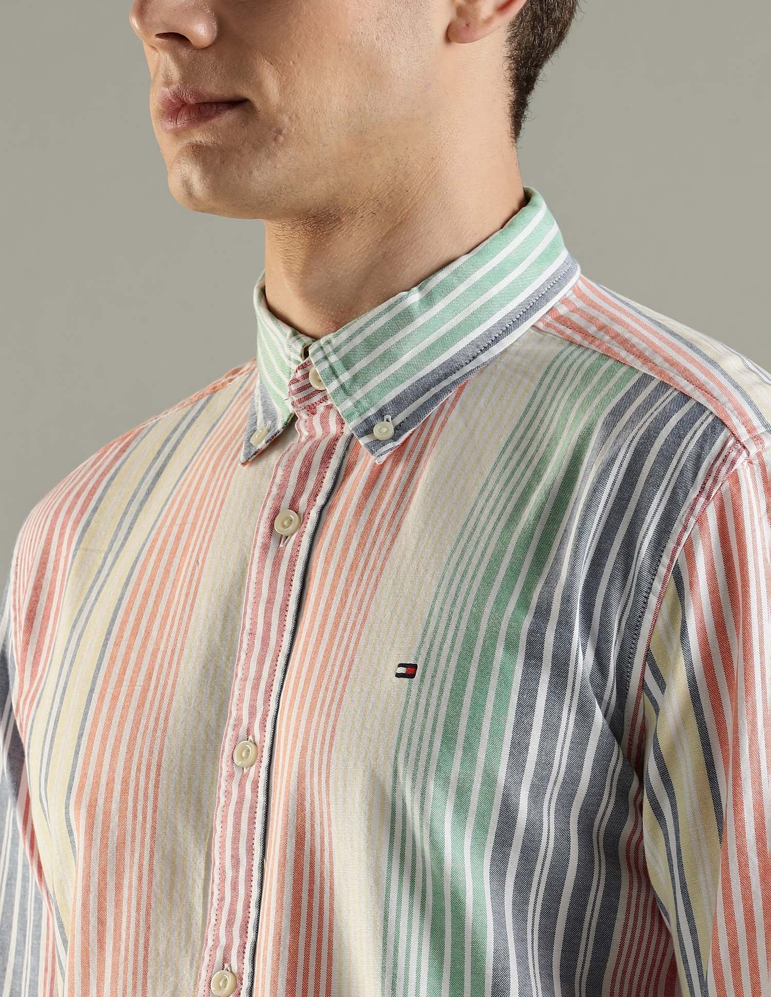 Tommy Hilfiger Striped Regular Fit Cotton Shirt
