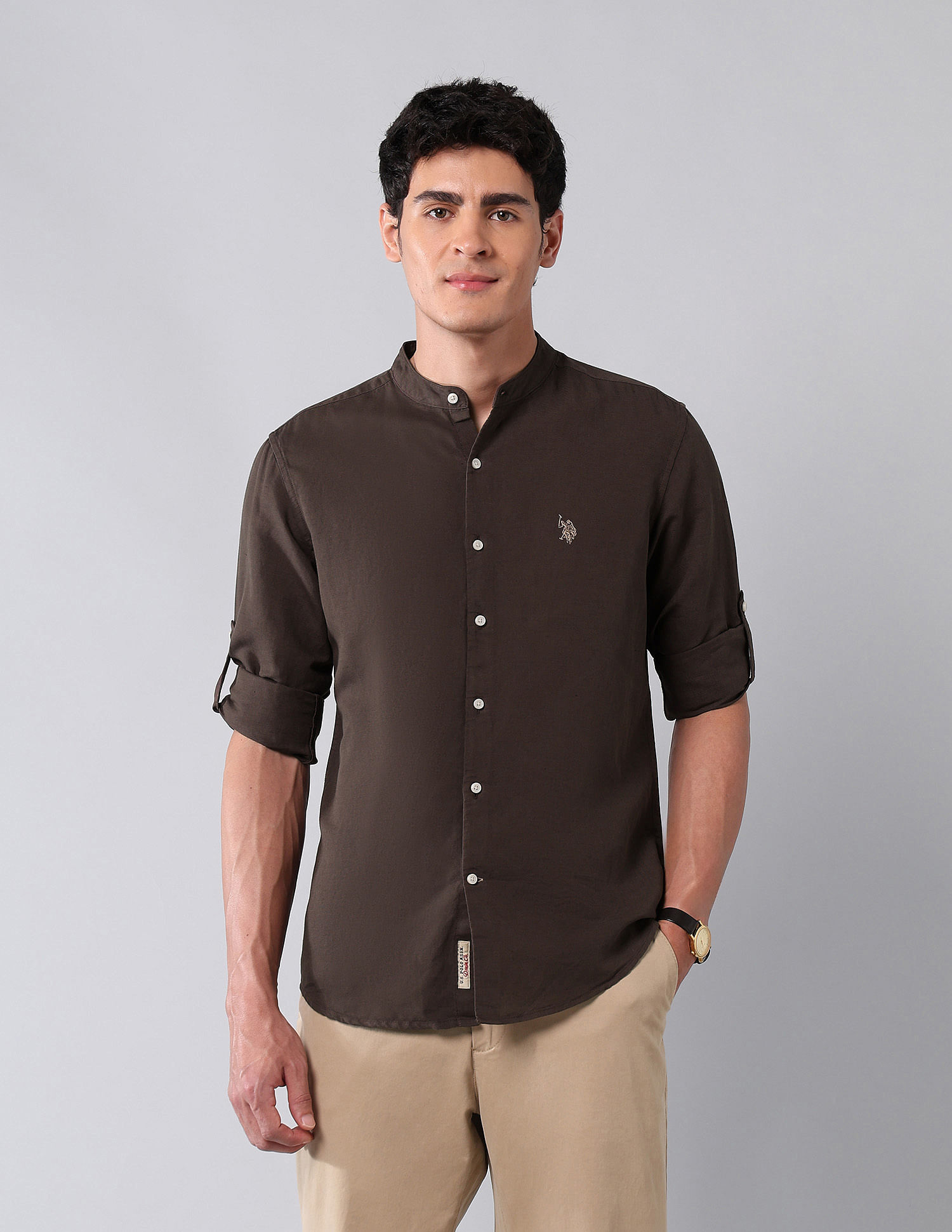 U.S. Polo Assn. Denim Co. Solid Regular Fit Poplin Shirt