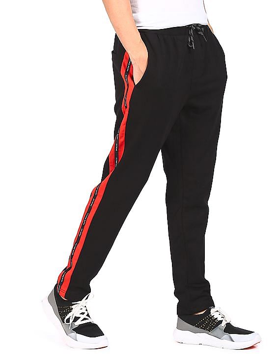 3PIN Trackpants  Buy 3PIN Men Black  Red Solid Cotton Track Pants Online   Nykaa Fashion