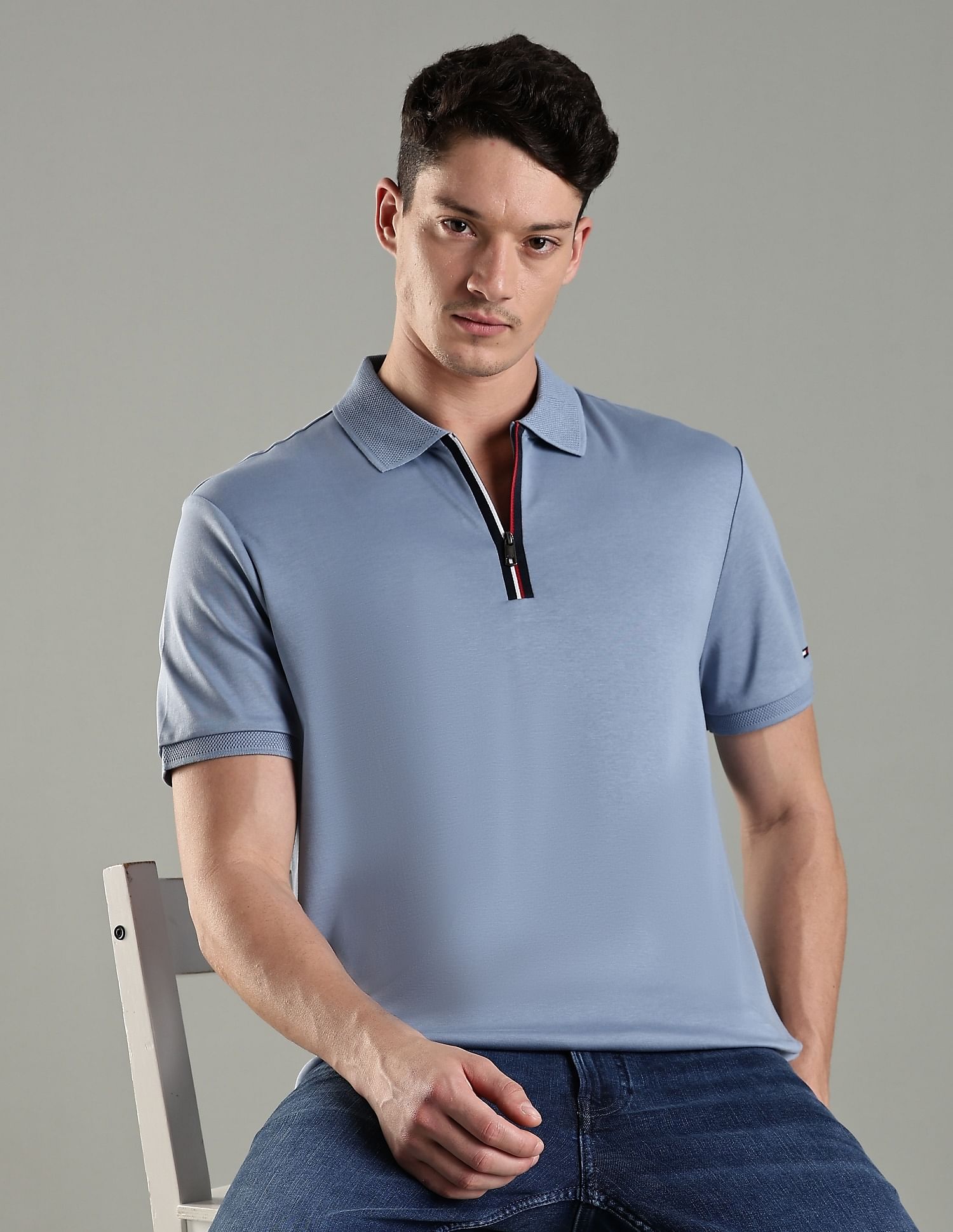 Tommy Hilfiger Solid Regular Fit Cotton Polo T-Shirt