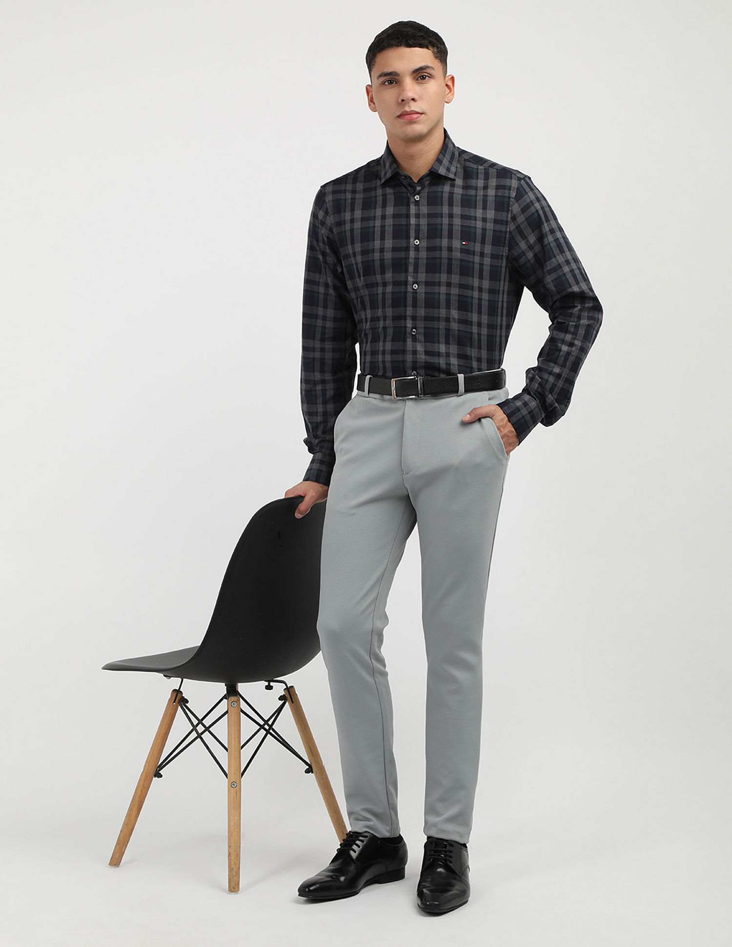 Tommy Hilfiger Large Melange Slim Fit Checked Shirt