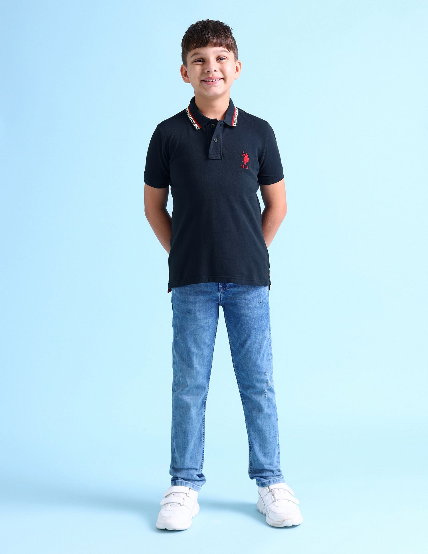 U.S. Polo Assn. Kids Boys Logo Collar Solid Polo Shirt