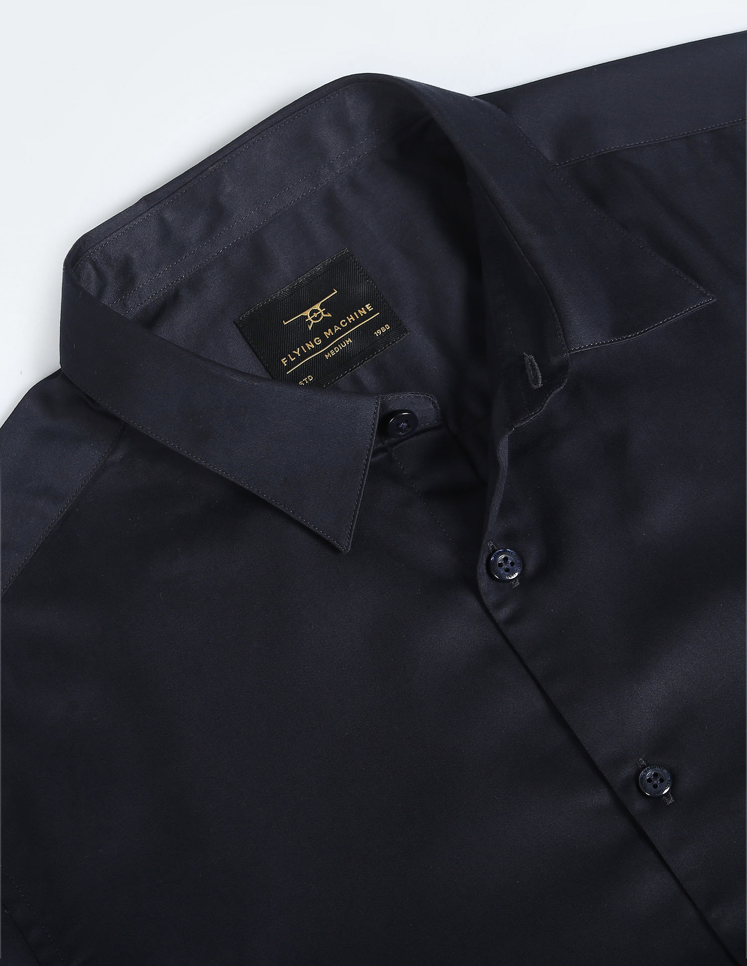 Flying Machine Solid Sateen Slim Shirt