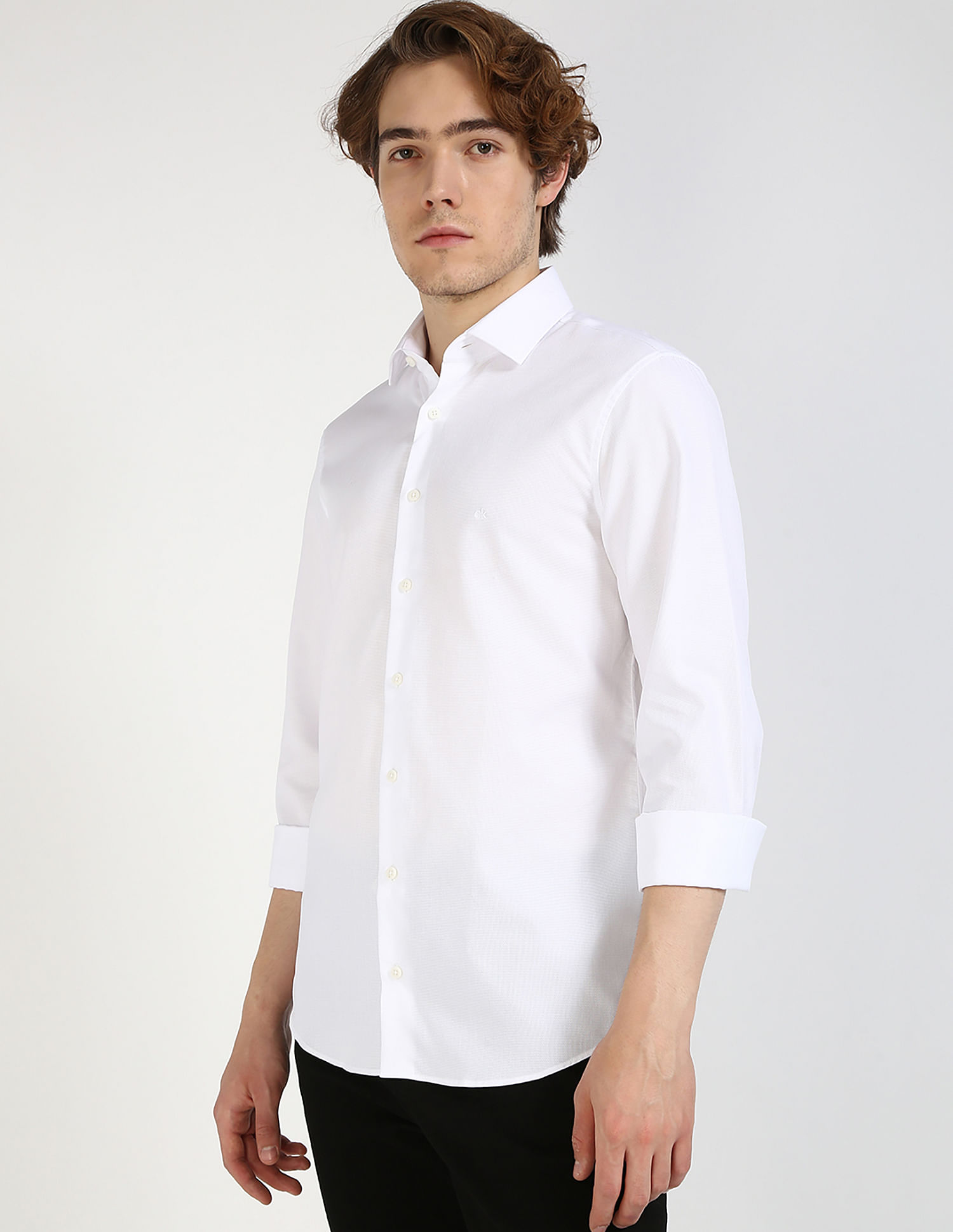 Calvin Klein Jeans White Dobby Shirt