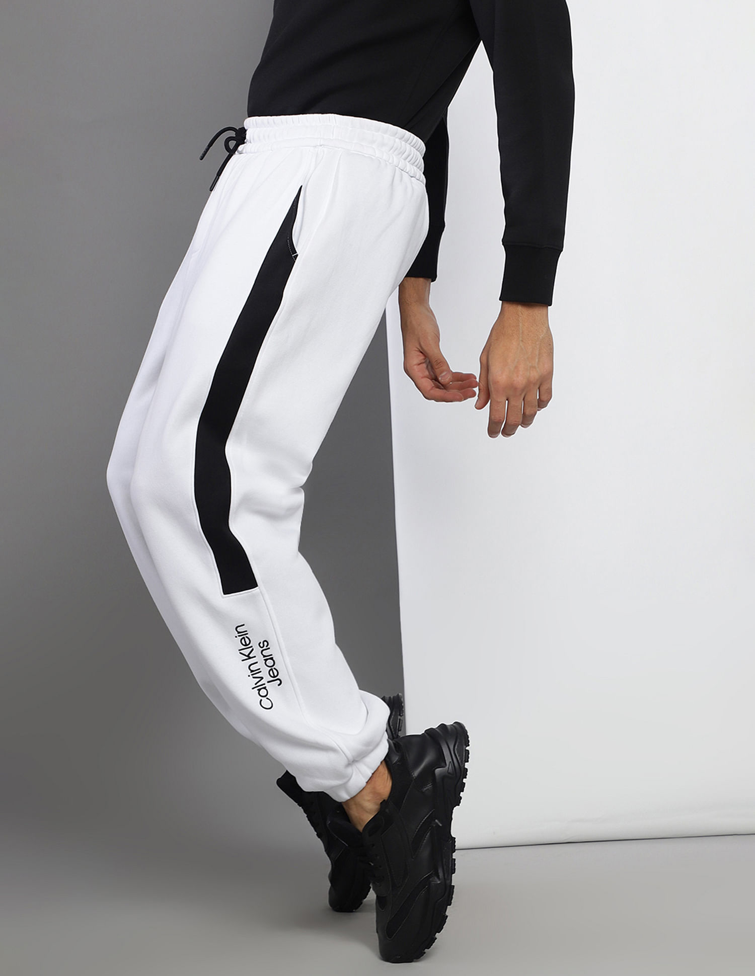 White Buy Knit Joggers Men Brand Calvin Print Klein