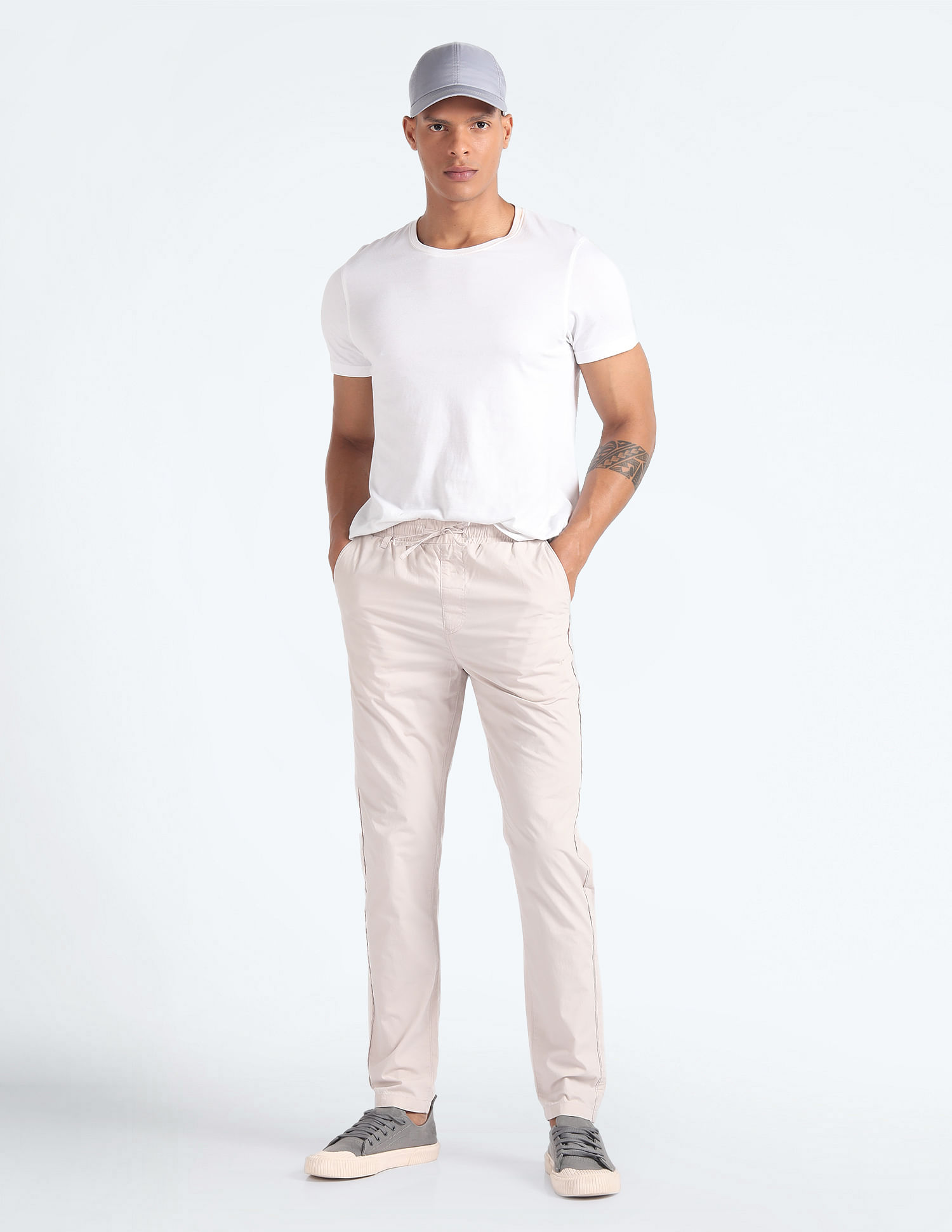 Flying Machine Cotton Solid Trousers