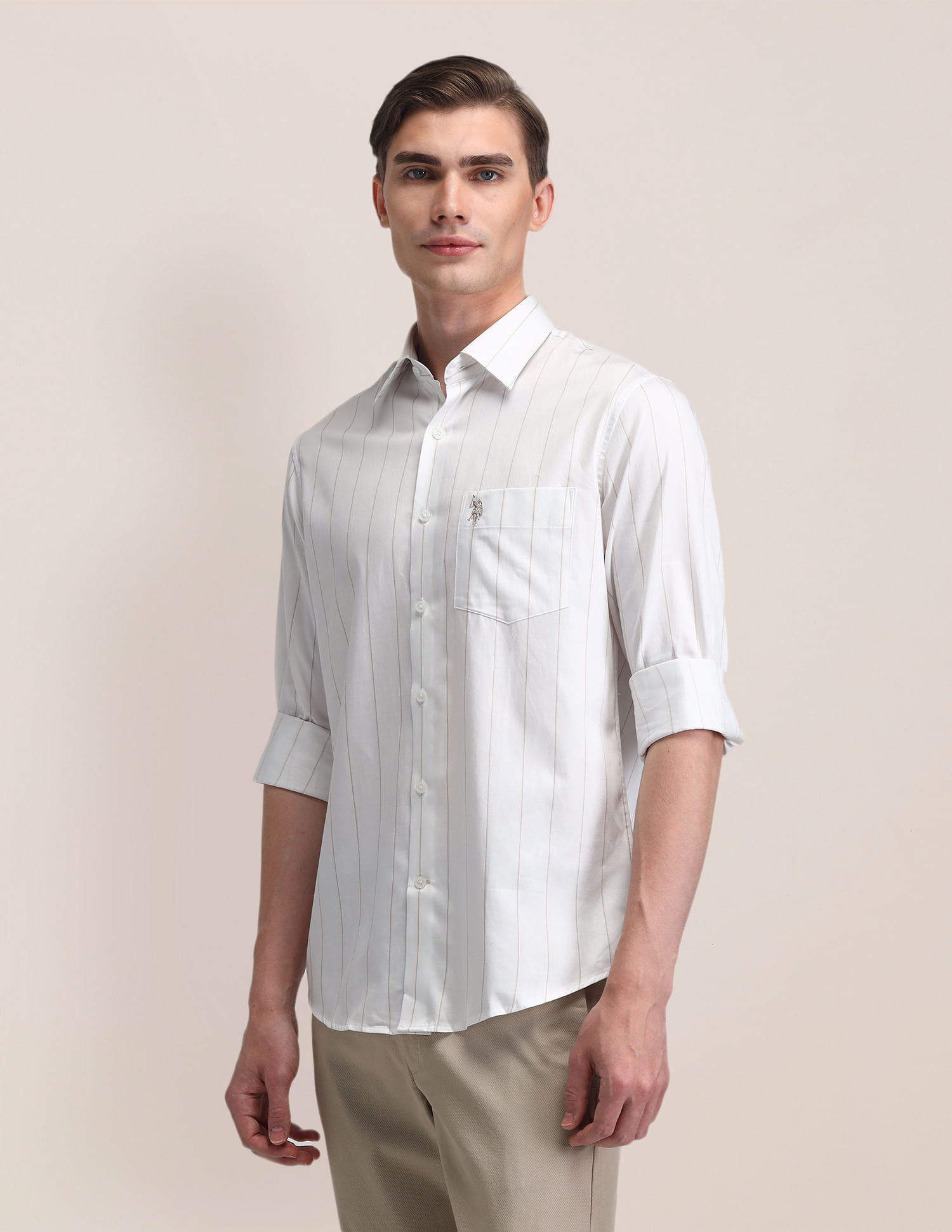U.S. Polo Assn. Tailored Fit Cotton Striped Shirt