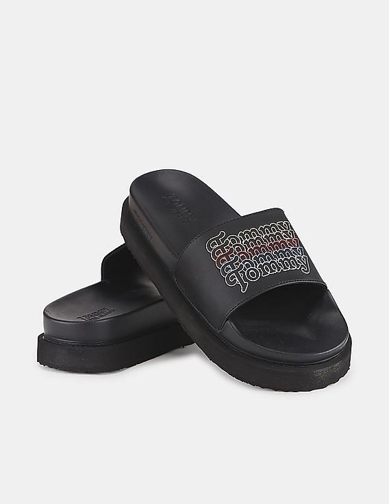 Tommy hilfiger slides discount black