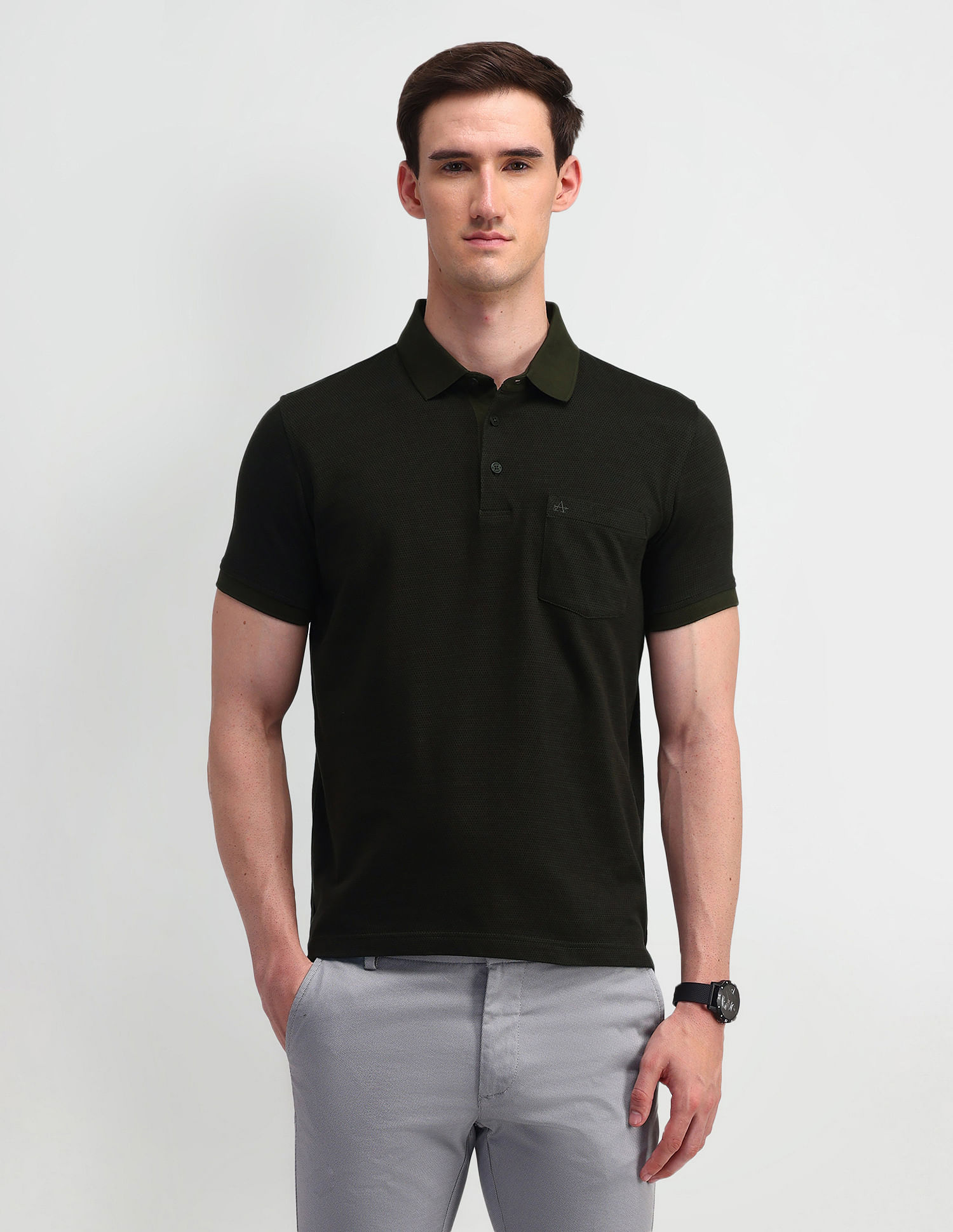 Arrow Textured Cotton Polo Shirt