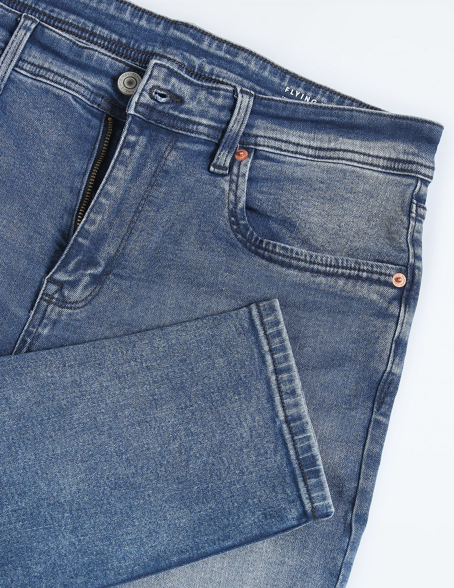 Flying Machine Slash Slim Tapered Fit Jeans