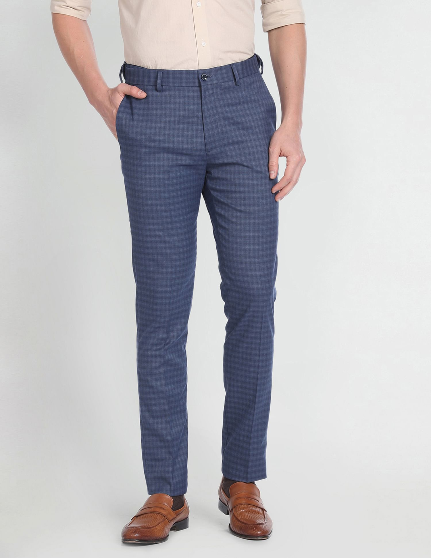 Arrow Newyork Autoflex Check Formal Trousers