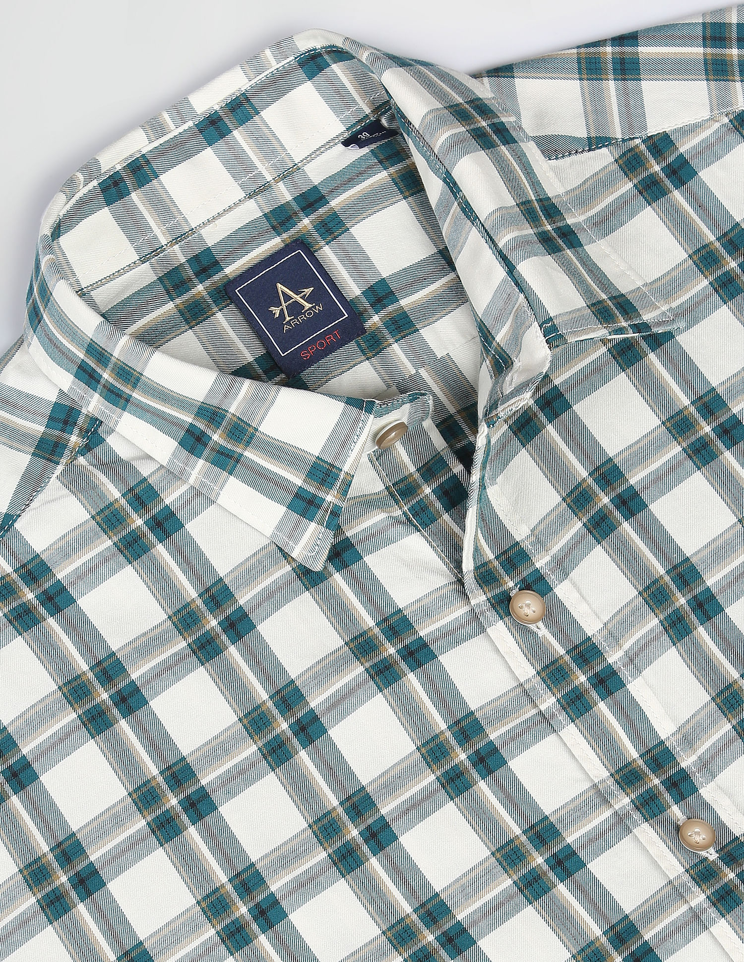 Arrow Sports Plaid Twill Slim Casual Shirt