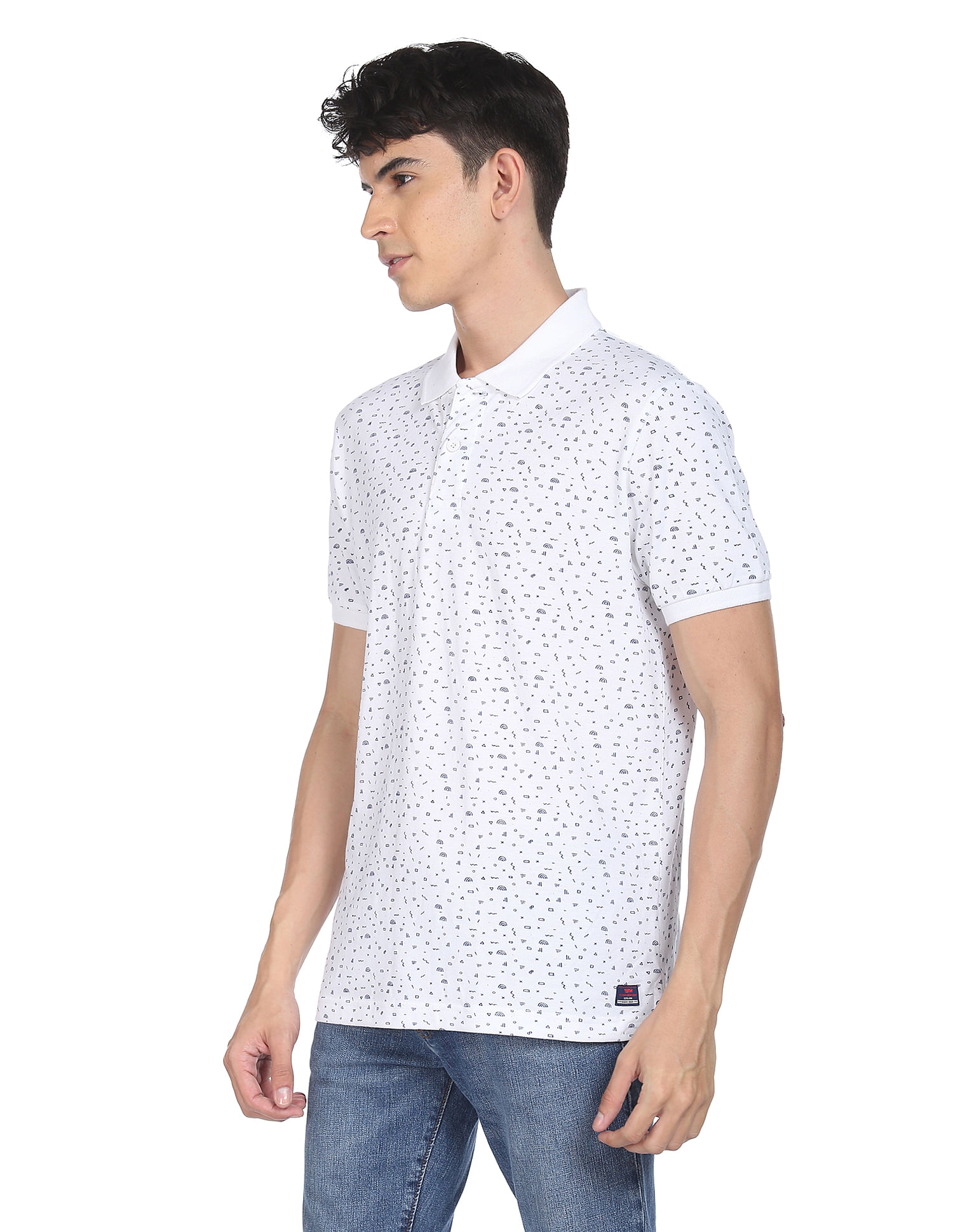 Flying Machine All Over Geometric Print Polo Shirt