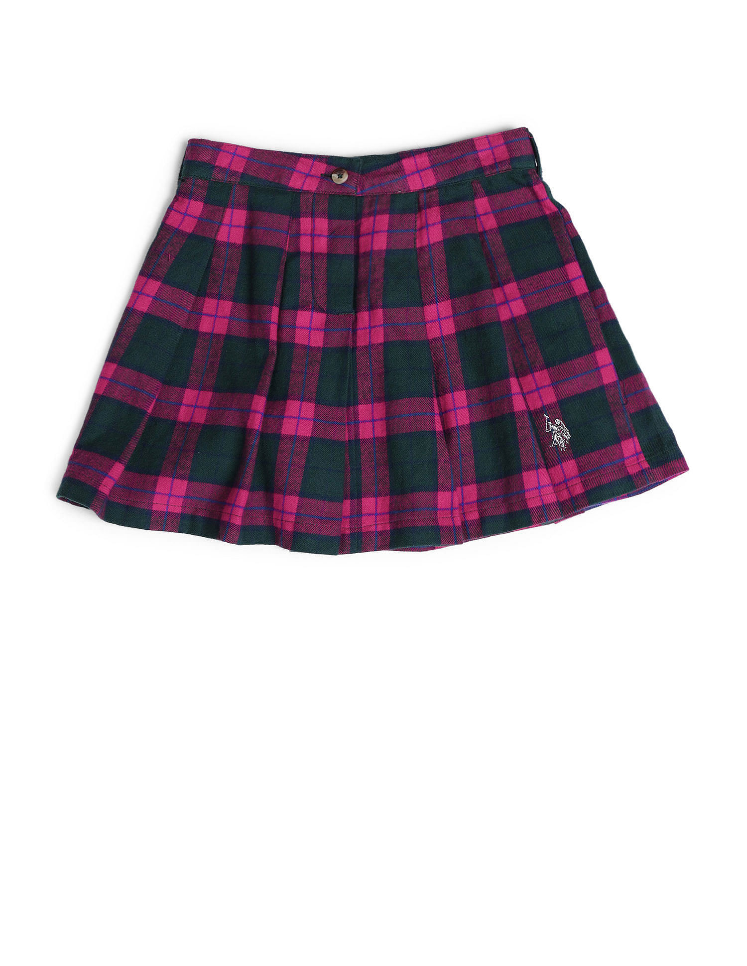U.S. Polo Assn. Kids Girls Ckecked Pleated Skirt