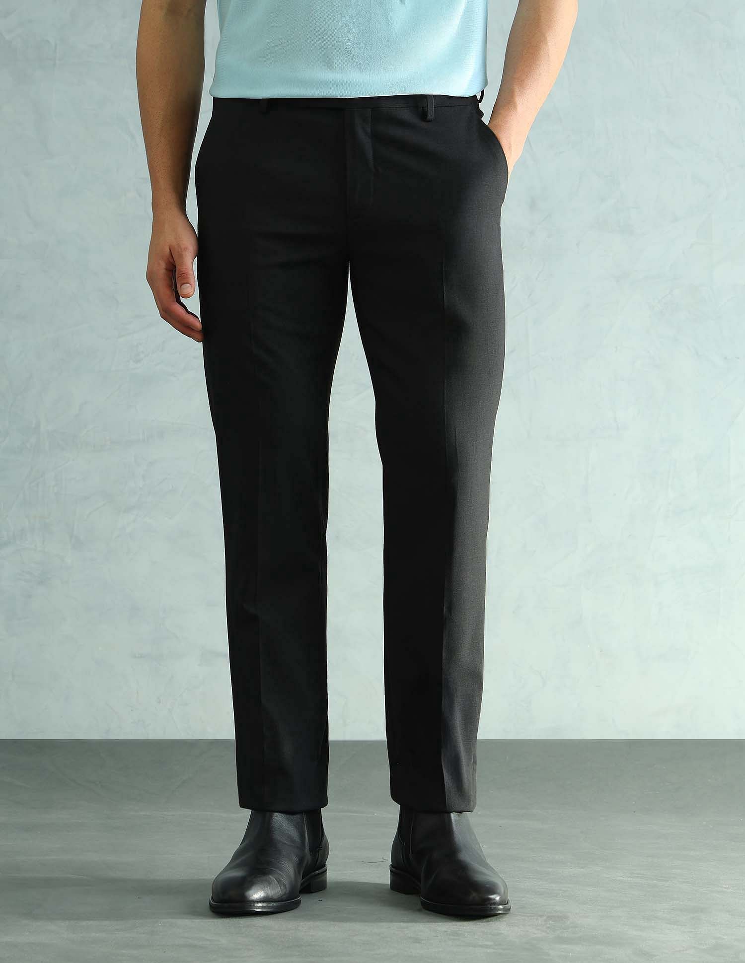 Arrow Solid Slim Fit Formal Trousers