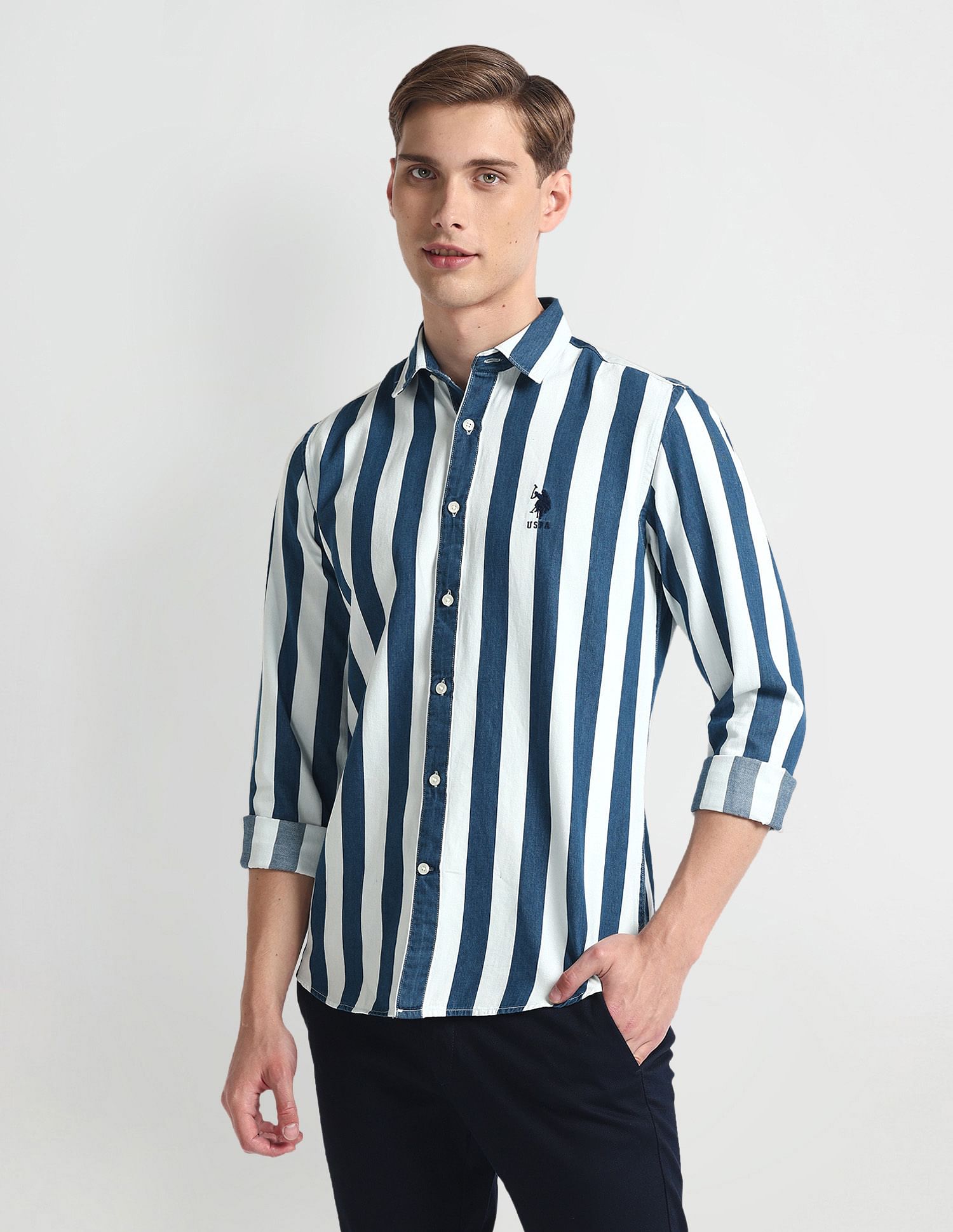 U.S. Polo Assn. Denim Co. Vertical Stripe Slim Fit Shirt