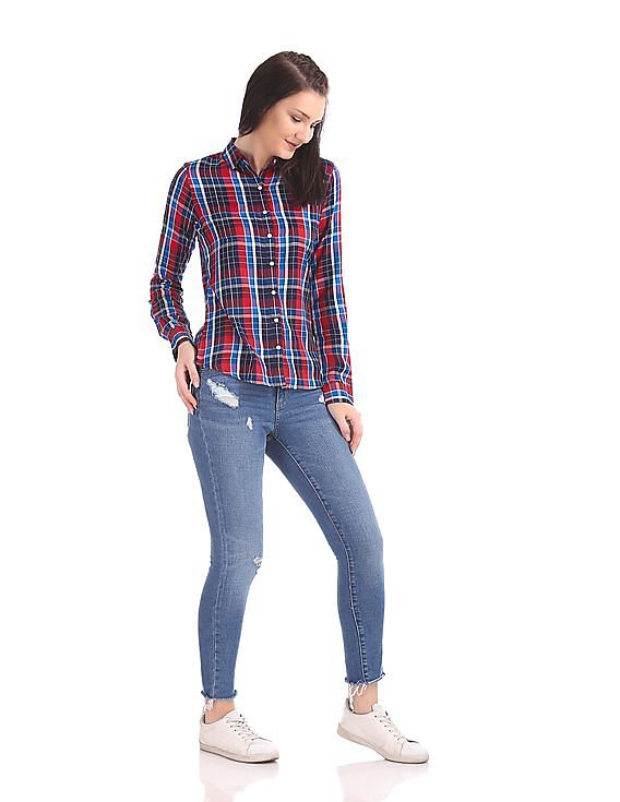 U.S. Polo Assn. Women Long Sleeve Check Shirt