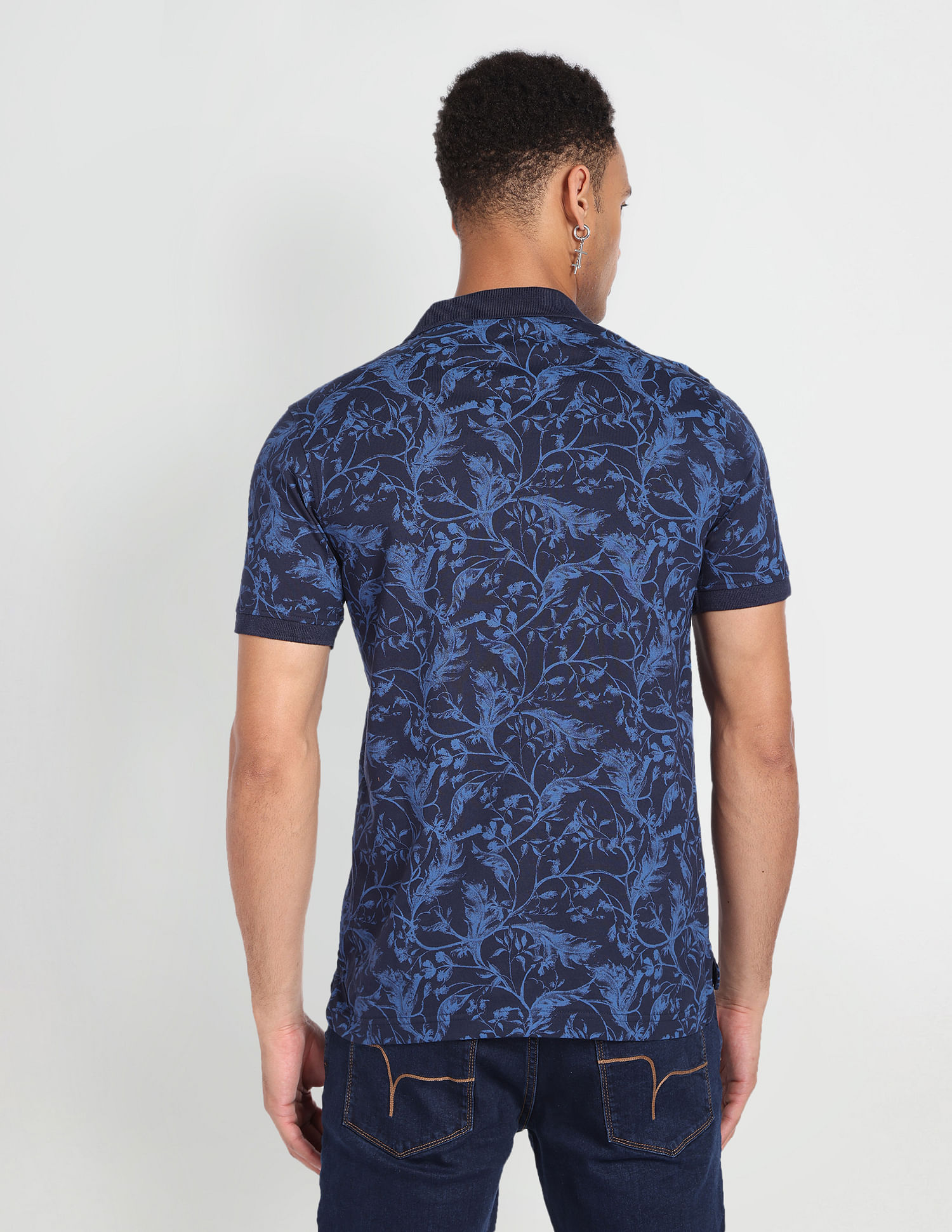 Flying Machine Tropical Print Cotton Polo Shirt