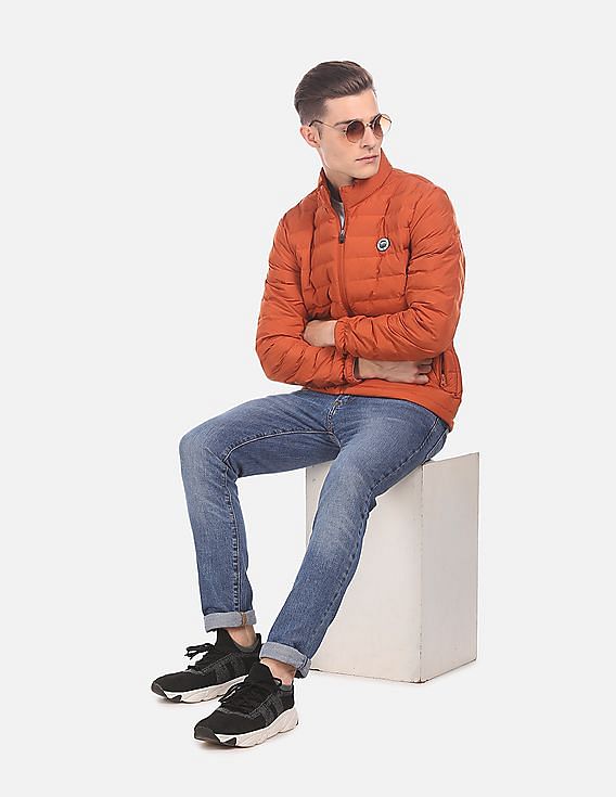 U.S. Polo Assn. Men Orange Zip Up Quilted Jacket