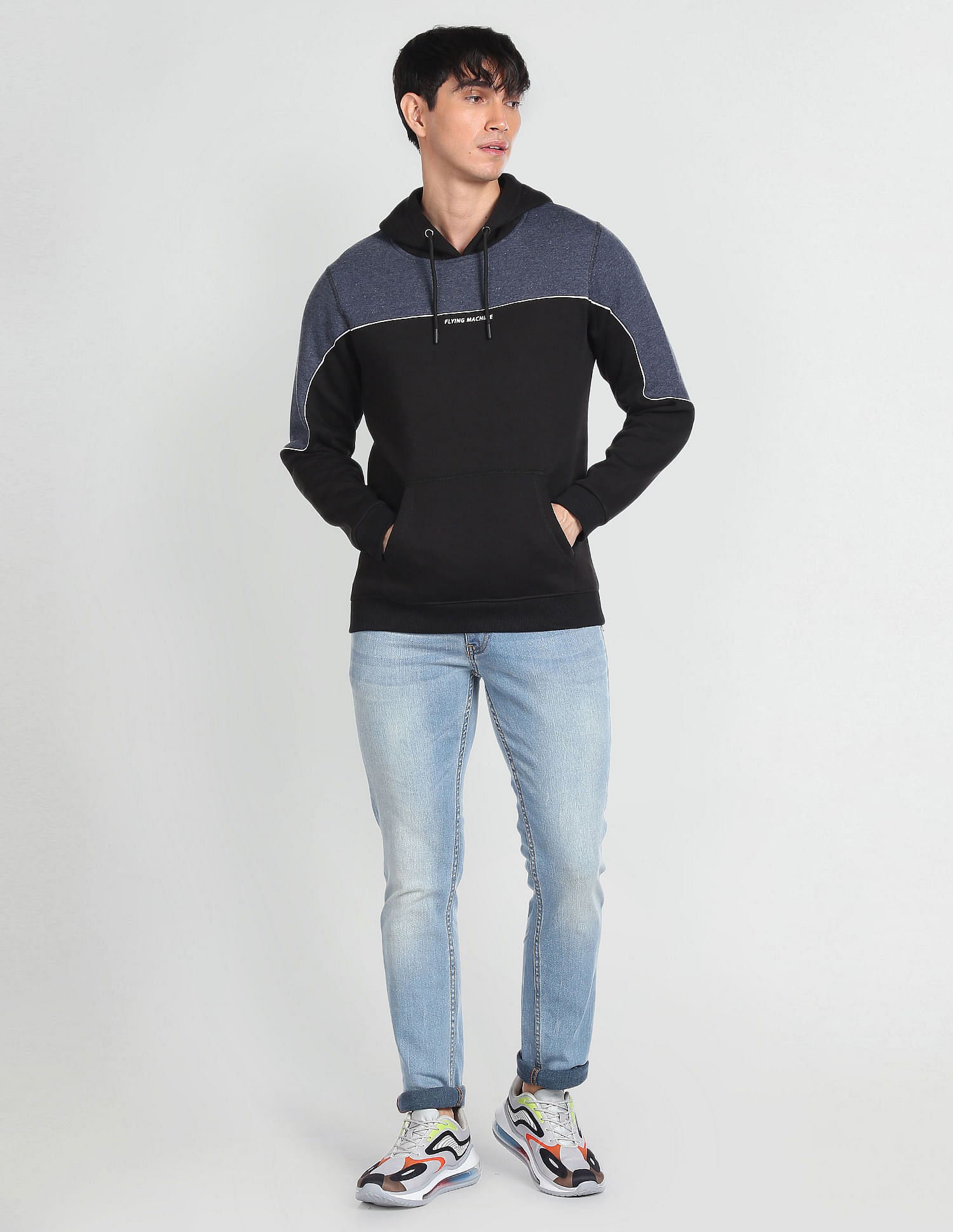 Flying Machine Hooded Panelled Sweatshirt