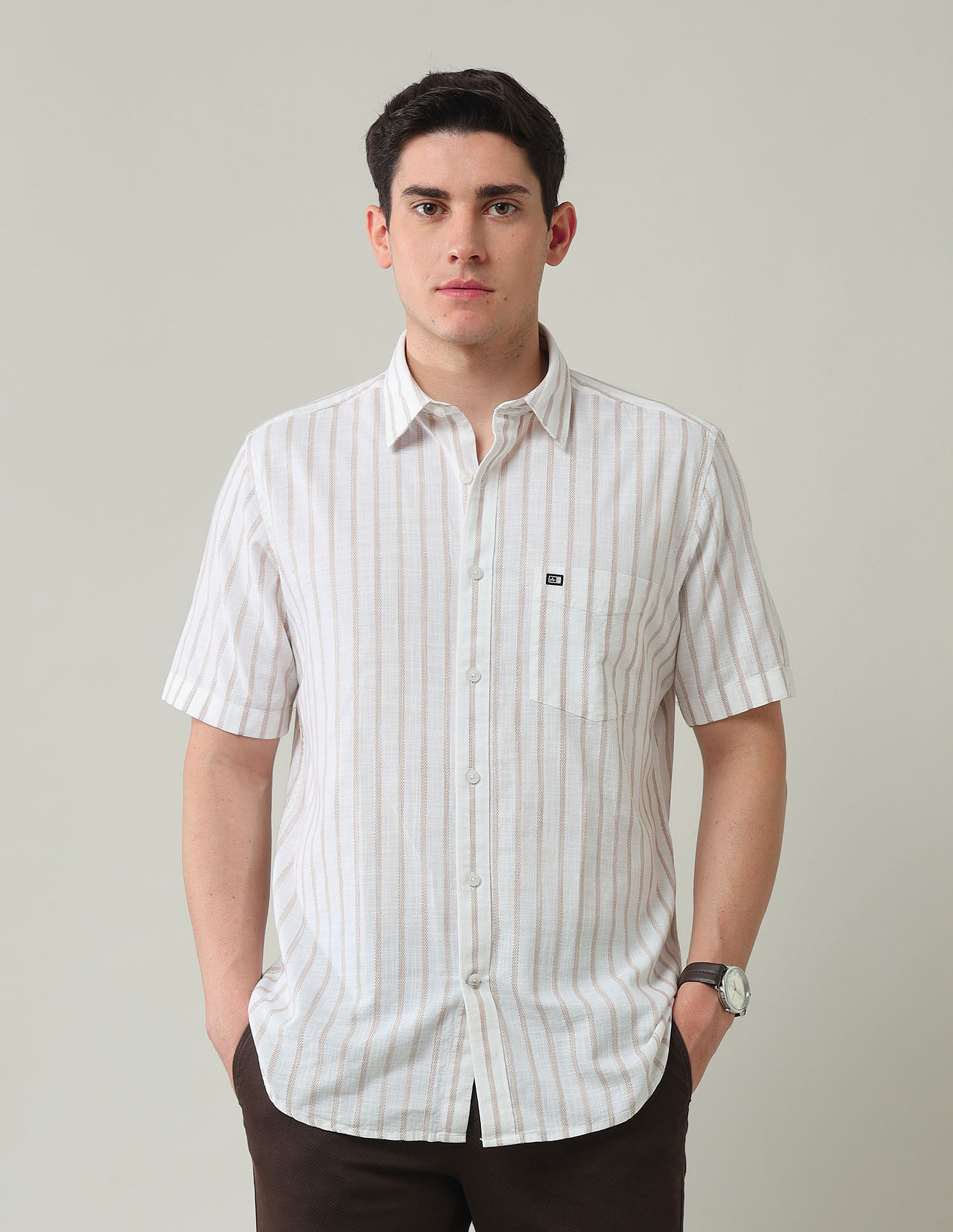 Arrow Sport Vertical Striped Dobby Shirt