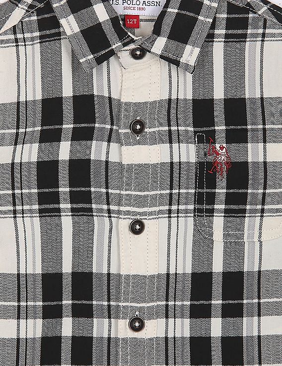U.S. Polo Assn. Kids Boys Madras Check Cotton Shirt