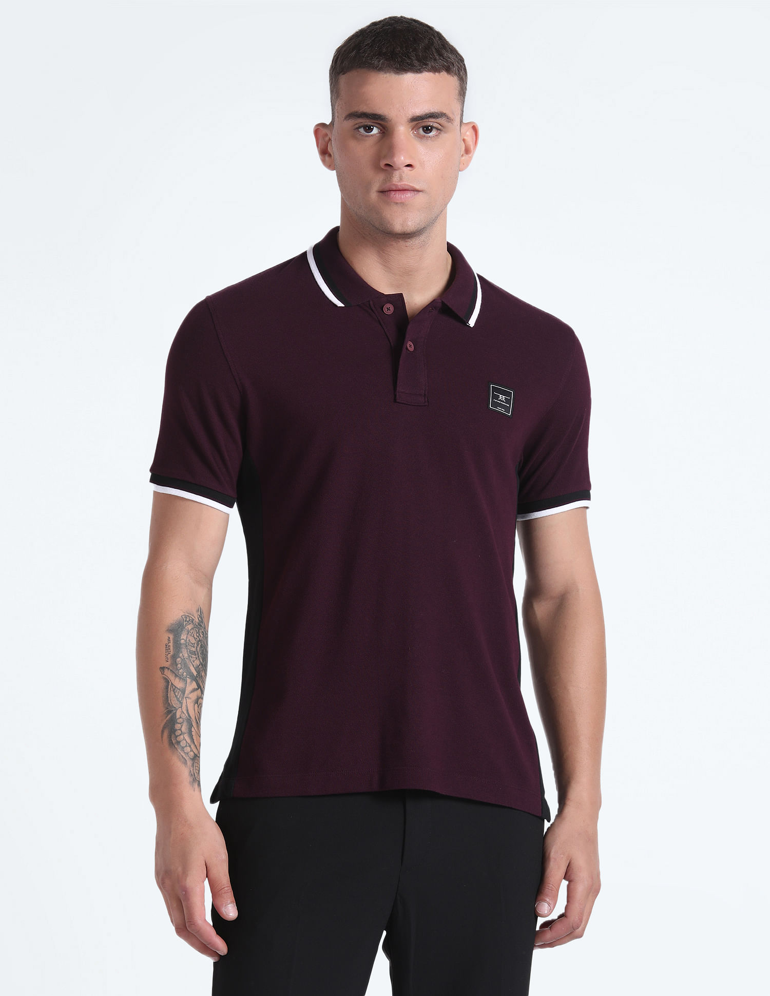 Flying Machine Colour Block Cotton Polo Shirt
