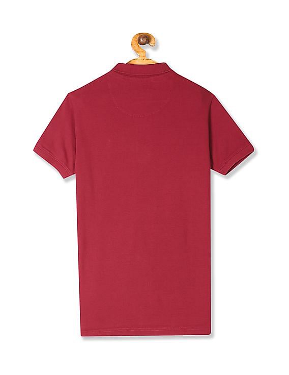 U.S. Polo Assn. Kids Pink Boys Solid Cotton Pique Polo Shirt