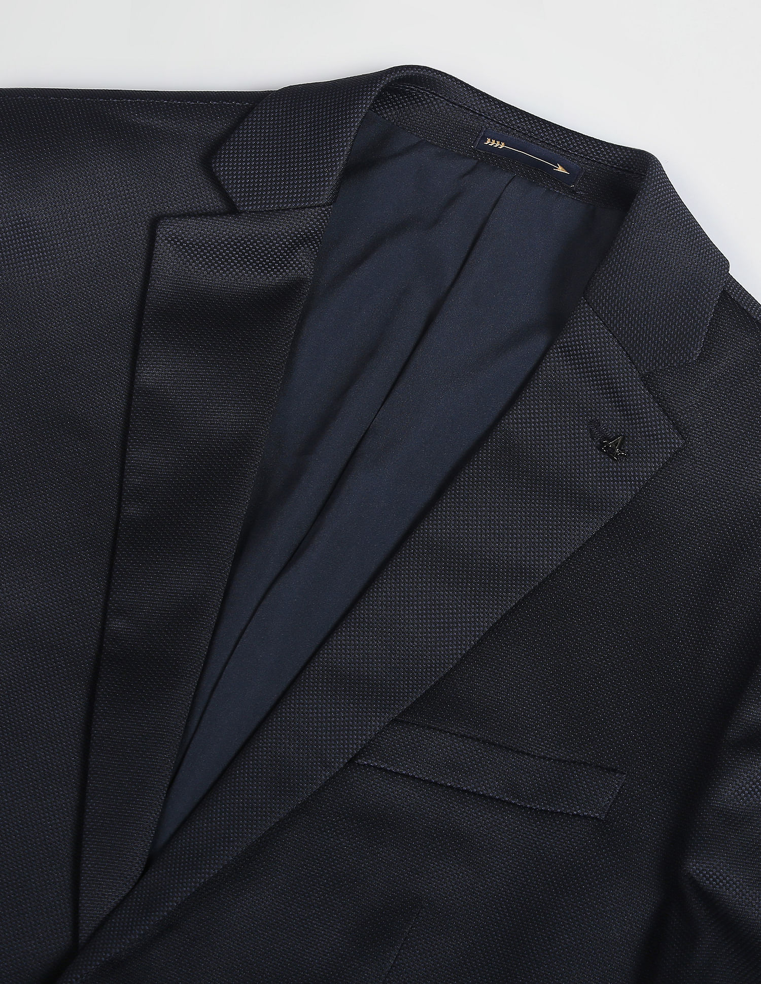 Arrow Patterned Knit Polyester Slim Fit Blazer
