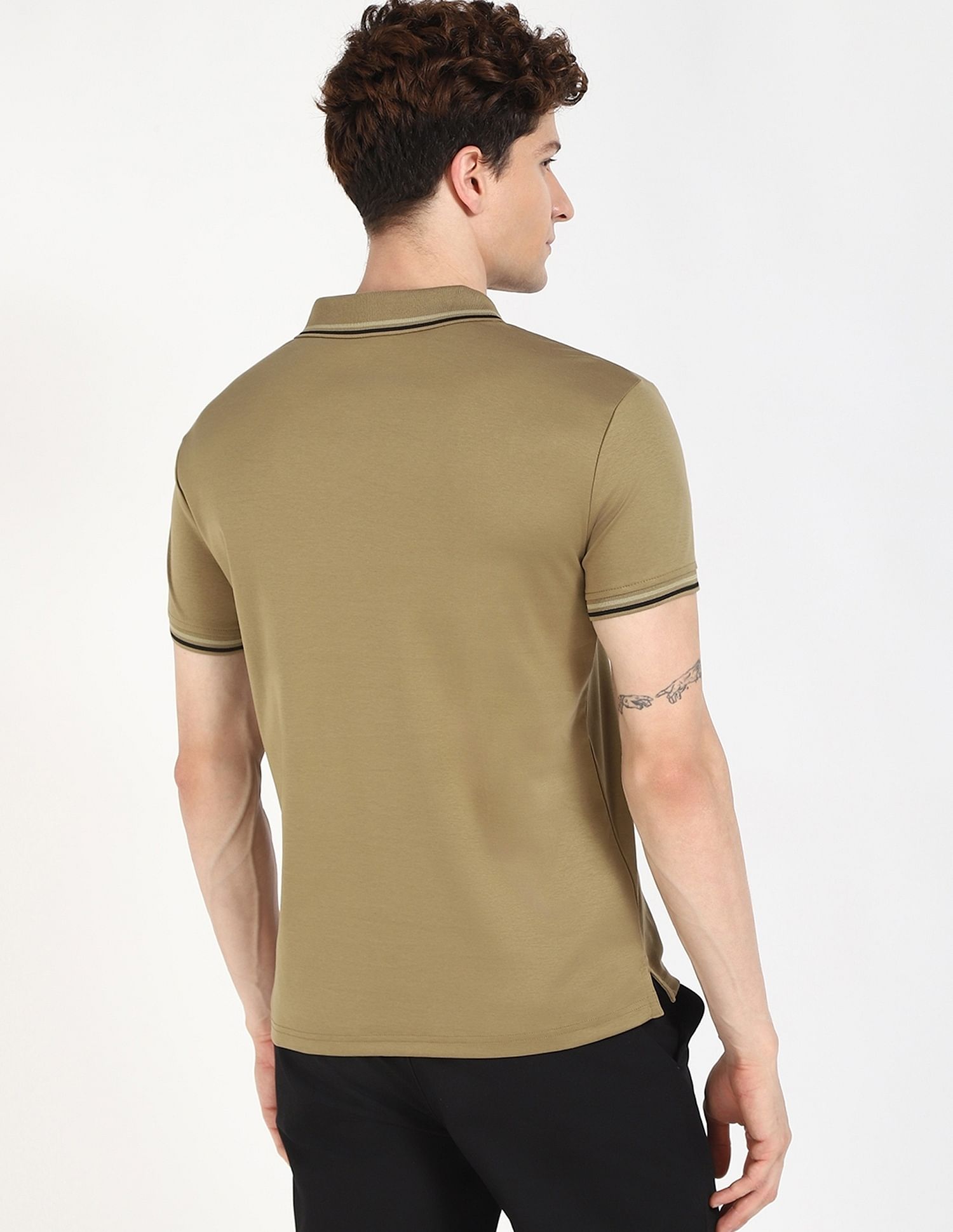 Calvin Klein Jeans Solid Regular-Fit Cotton Polo T-Shirt