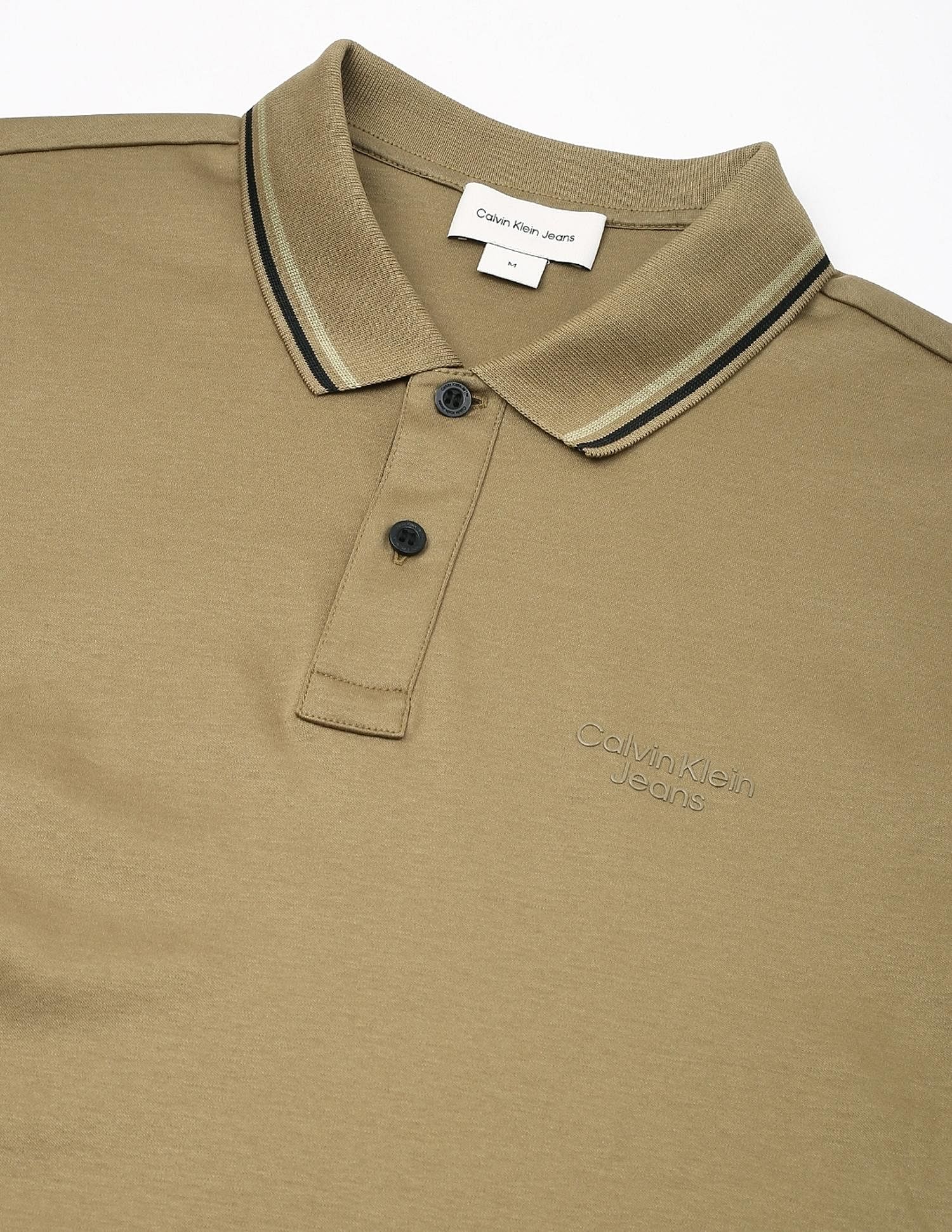 Calvin Klein Jeans Solid Regular-Fit Cotton Polo T-Shirt