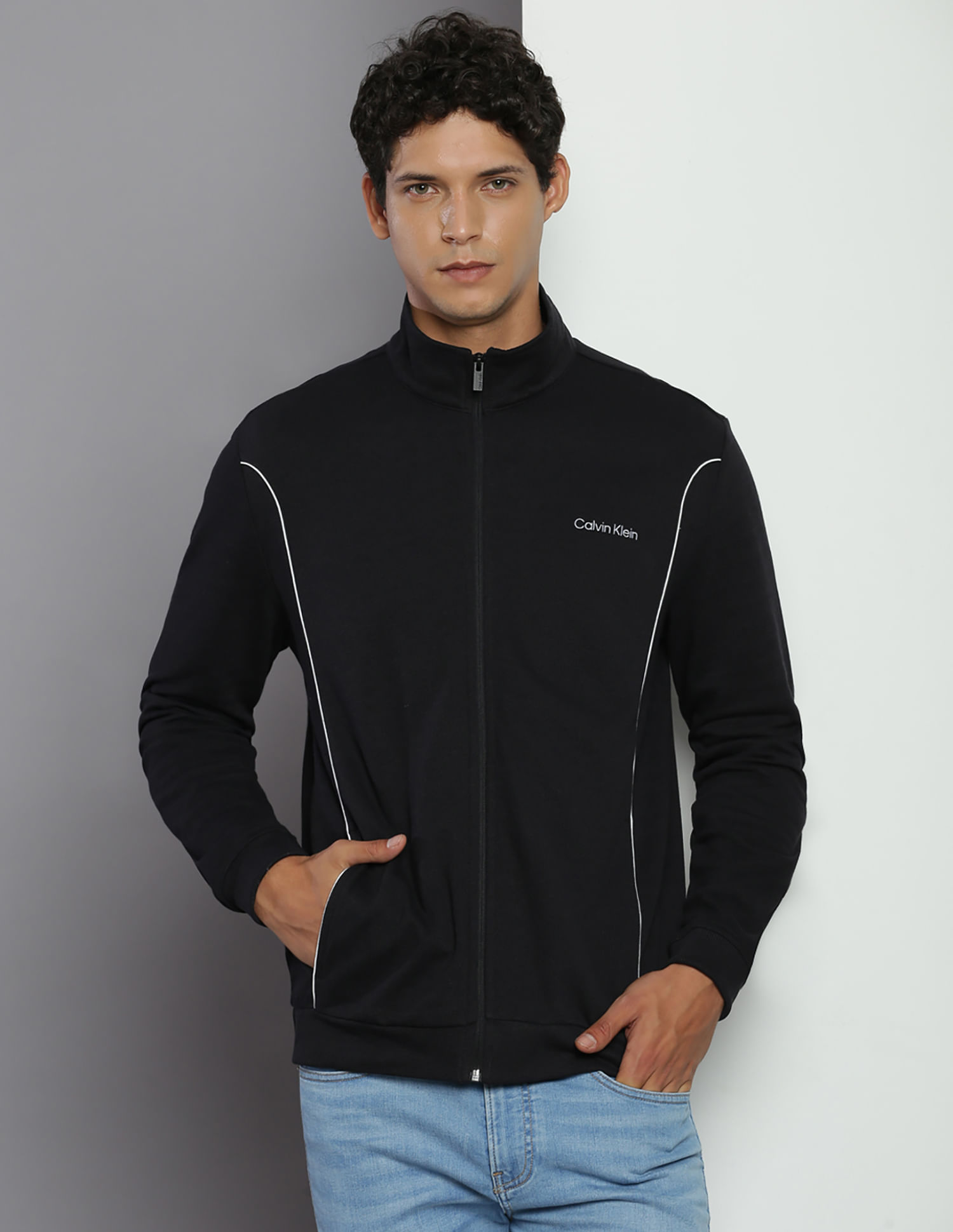 Calvin Klein High Neck Curved Piping Sweatshirt