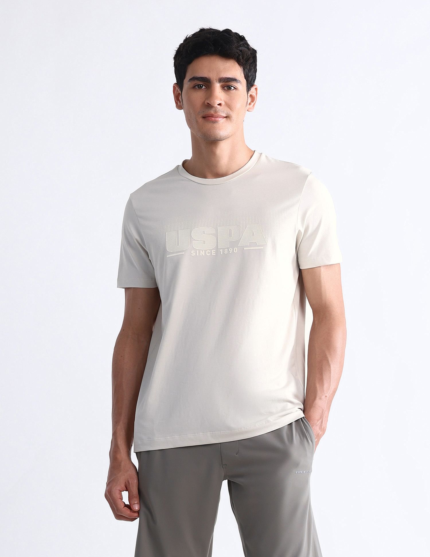 USPA Active Brand Embossed Slim Fit T-Shirt
