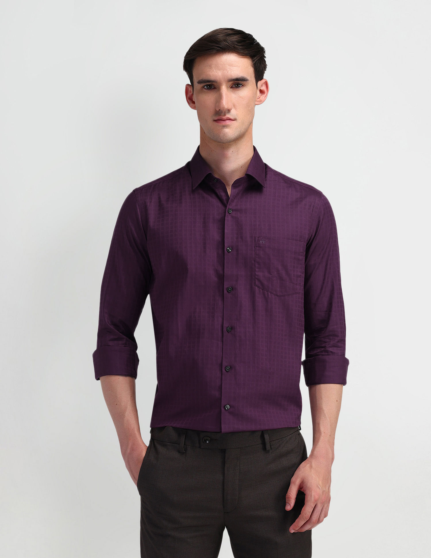Arrow Manhattan Slim Fit Windowpane Checked Shirt