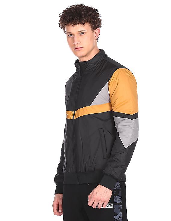 Flying Machine High Neck Colour Block Jacket