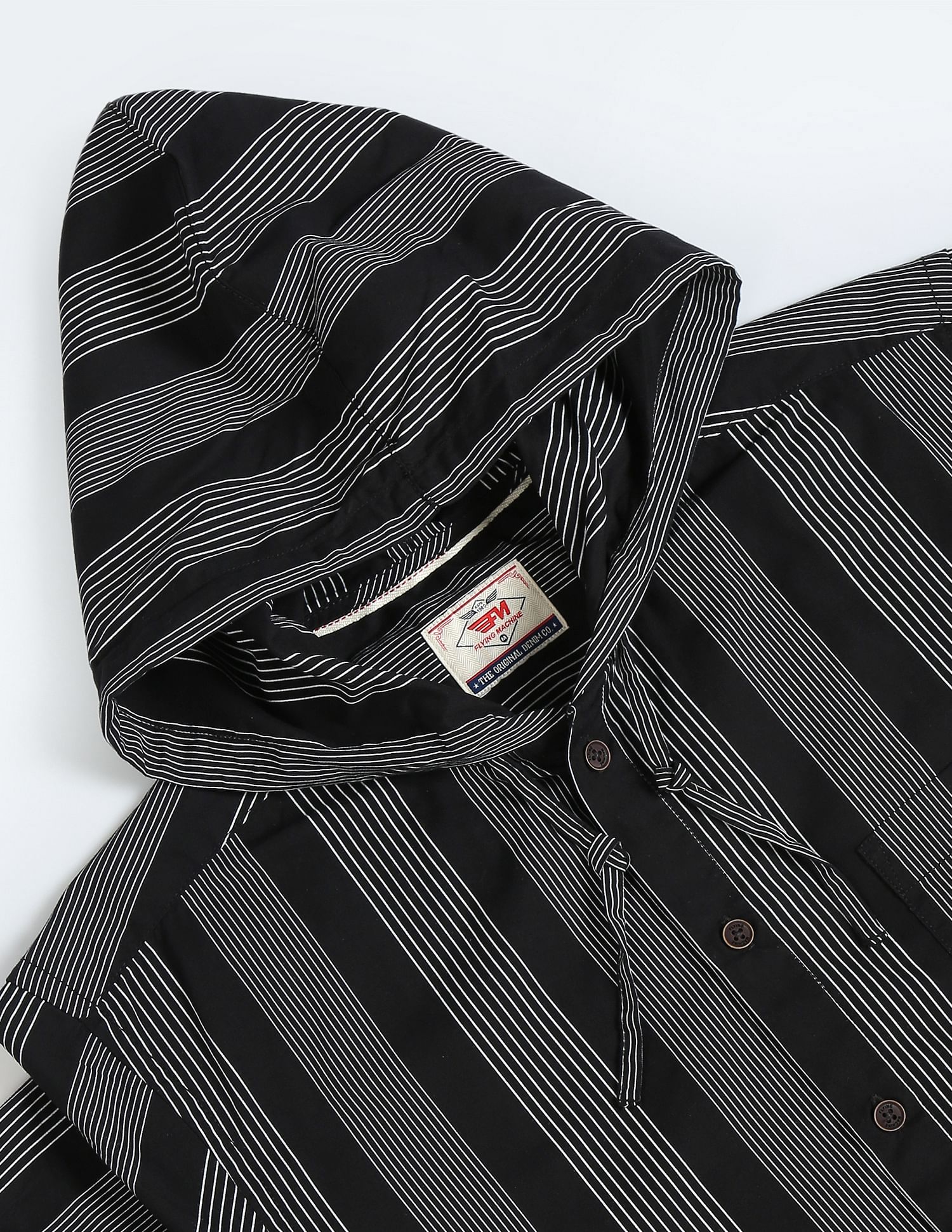 Flying Machine Hooded Vertical Stripe Shirt