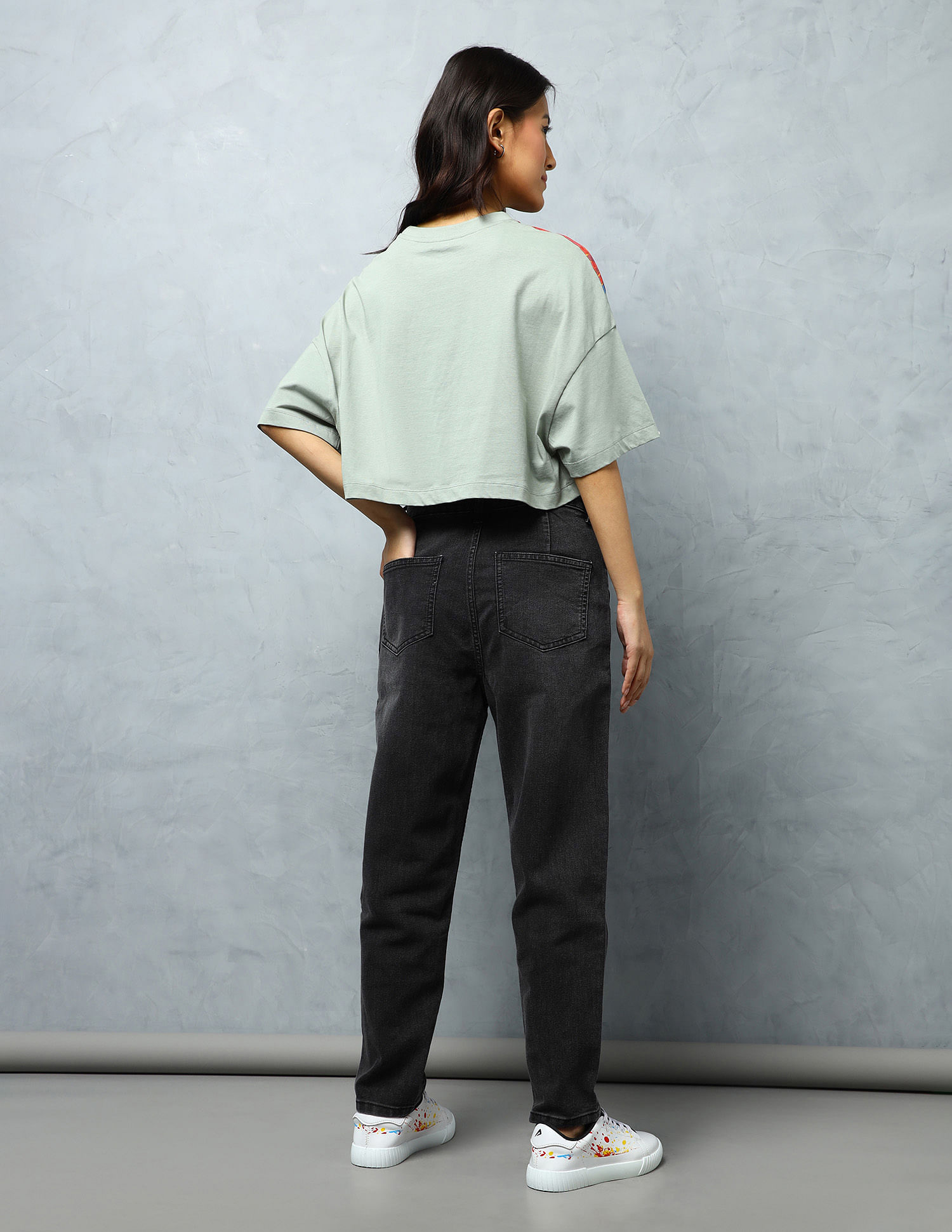 Flying Machine Women High Rise Cropped Mom Fit Jeans
