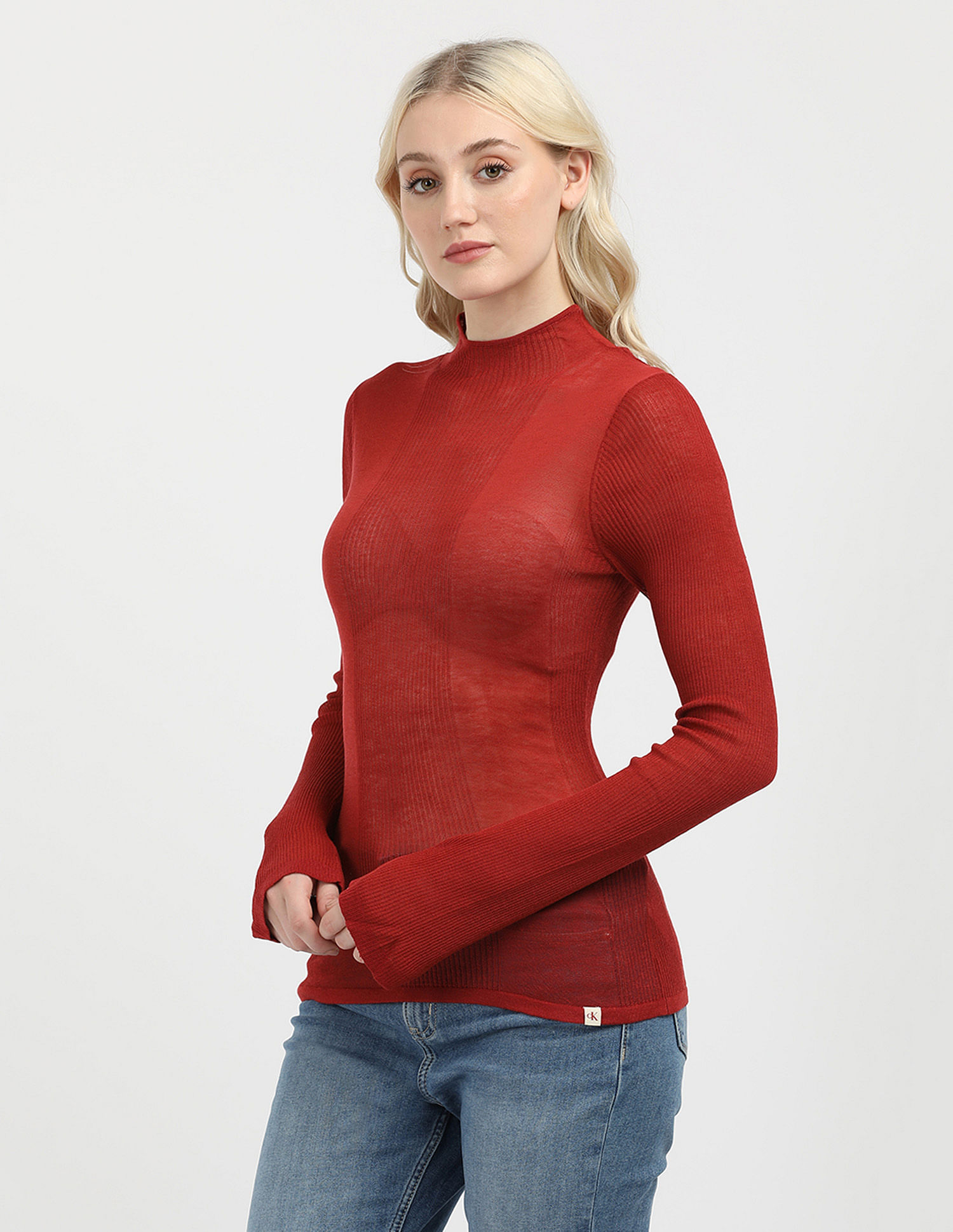 Buy Calvin Klein Jeans Mixed Sheer Rib Sweater Top NNNOW