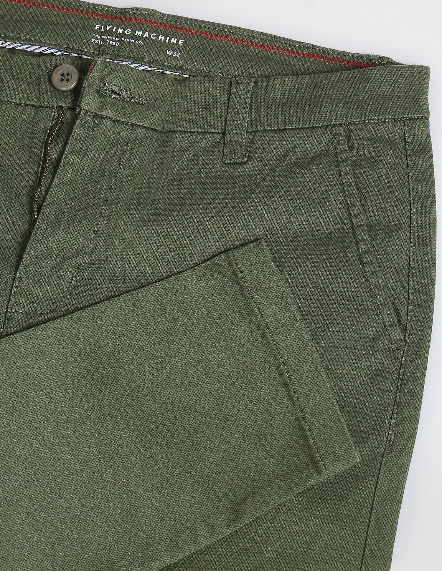 Flying Machine Twill Geometric Print Trousers