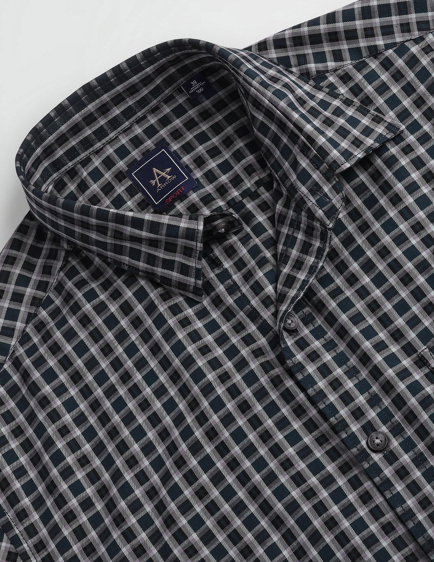 Arrow Sport Tartan Checked Manhattan Slim Shirt